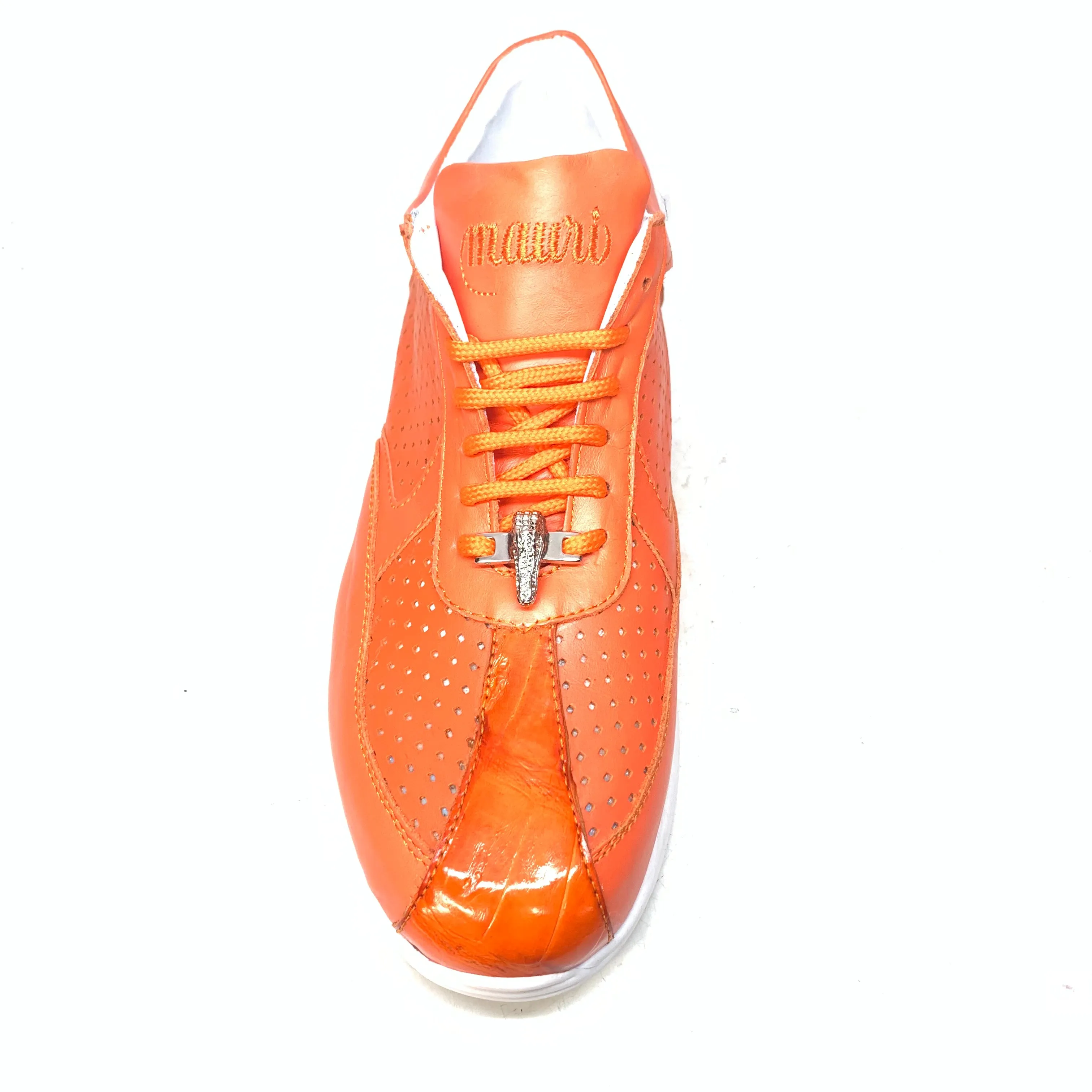 Mauri M770 Orange Arancio Perforated Crocodile Nappa Sneakers