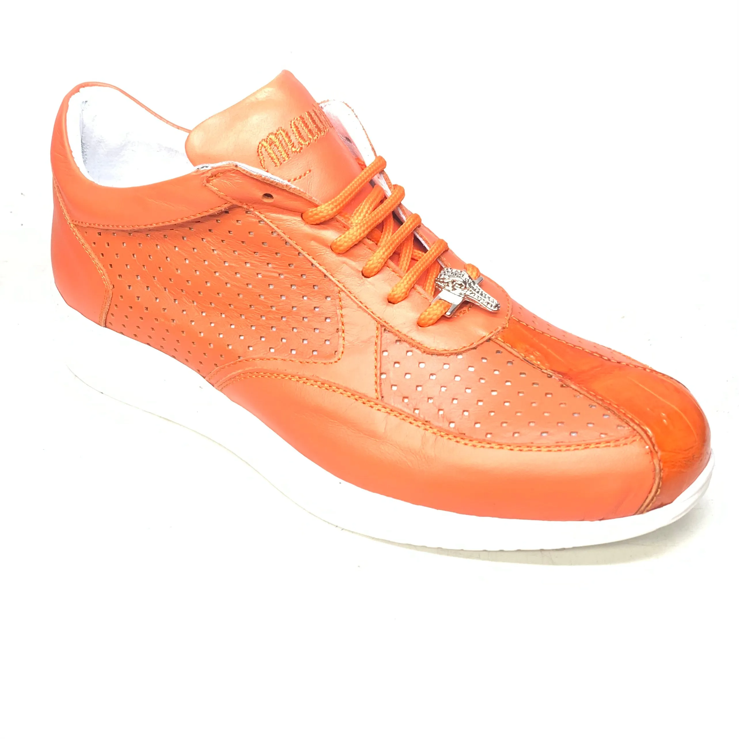 Mauri M770 Orange Arancio Perforated Crocodile Nappa Sneakers