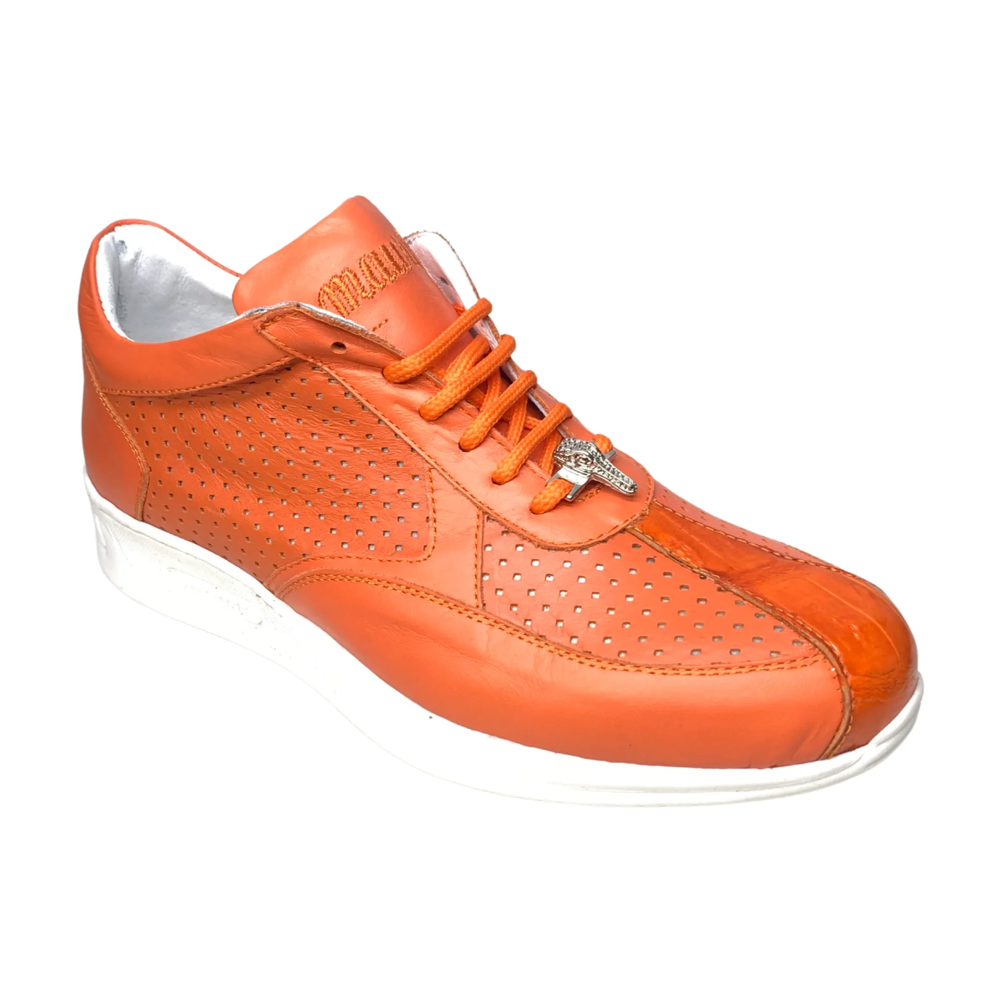 Mauri M770 Orange Arancio Perforated Crocodile Nappa Sneakers