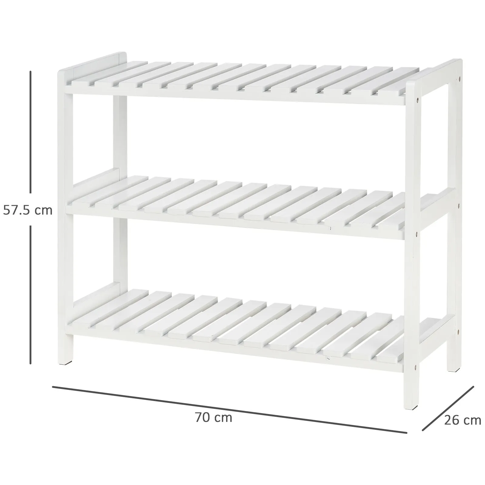 Medium-density fibreboard 3-Tier Slatted Shoe Rack White