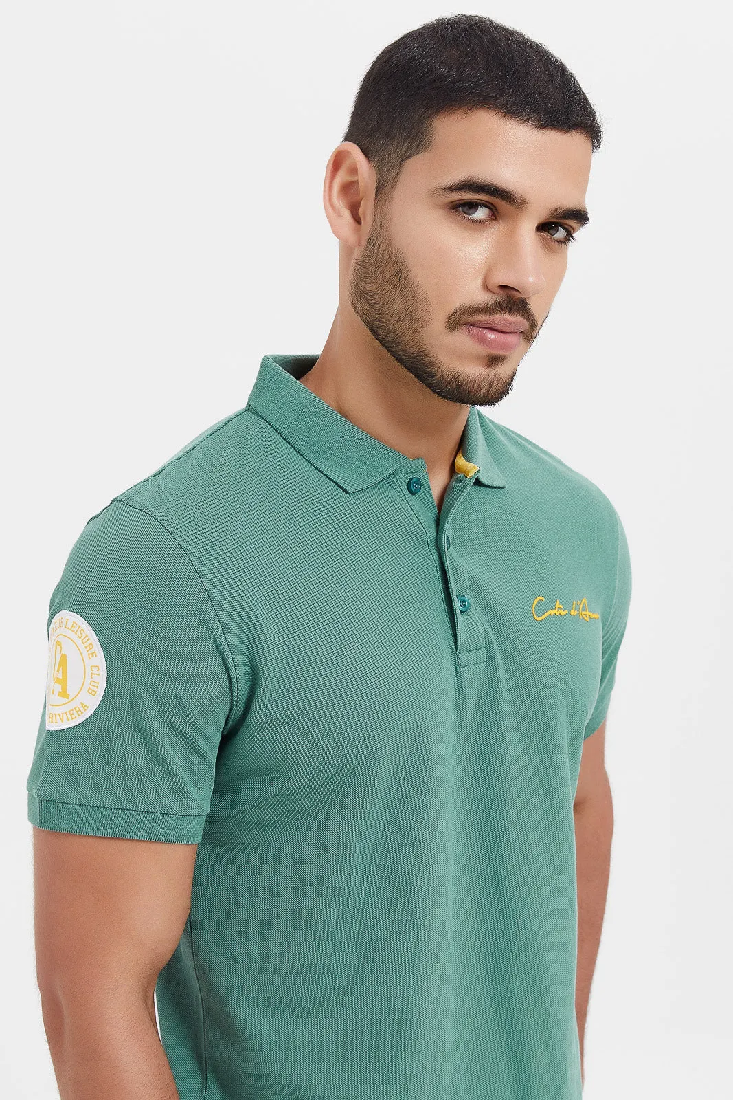 Men Green Varsity Sports Polo Shirt