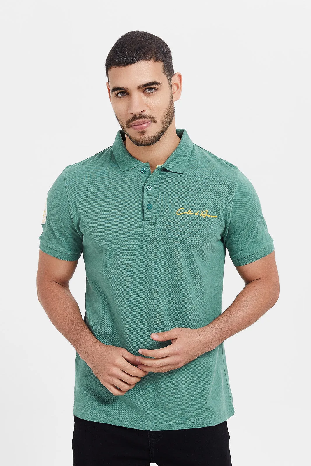 Men Green Varsity Sports Polo Shirt