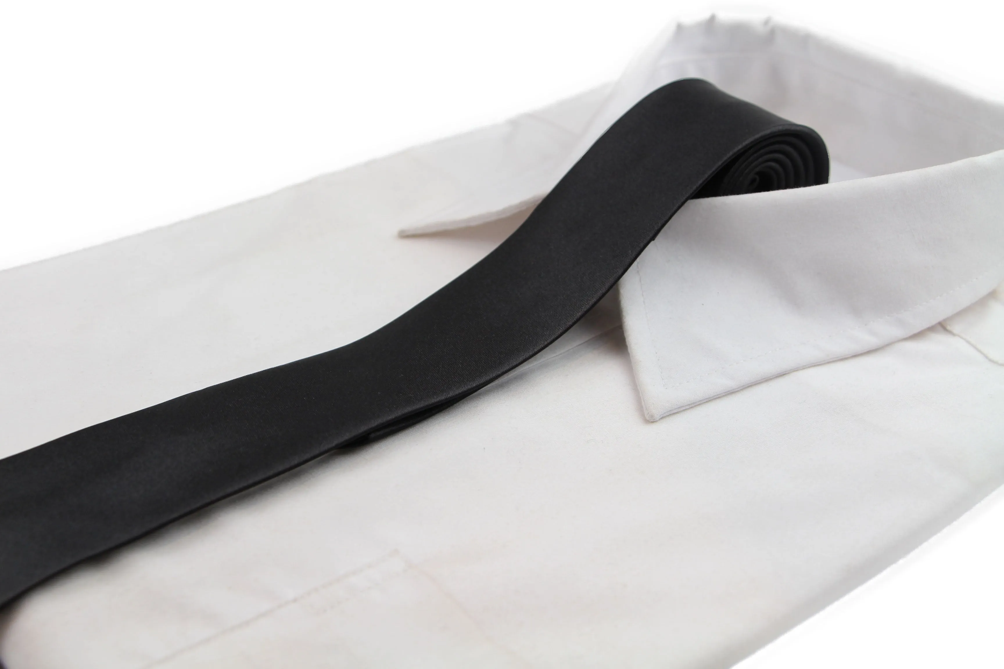 Mens Black 5cm Skinny  Plain Neck Tie