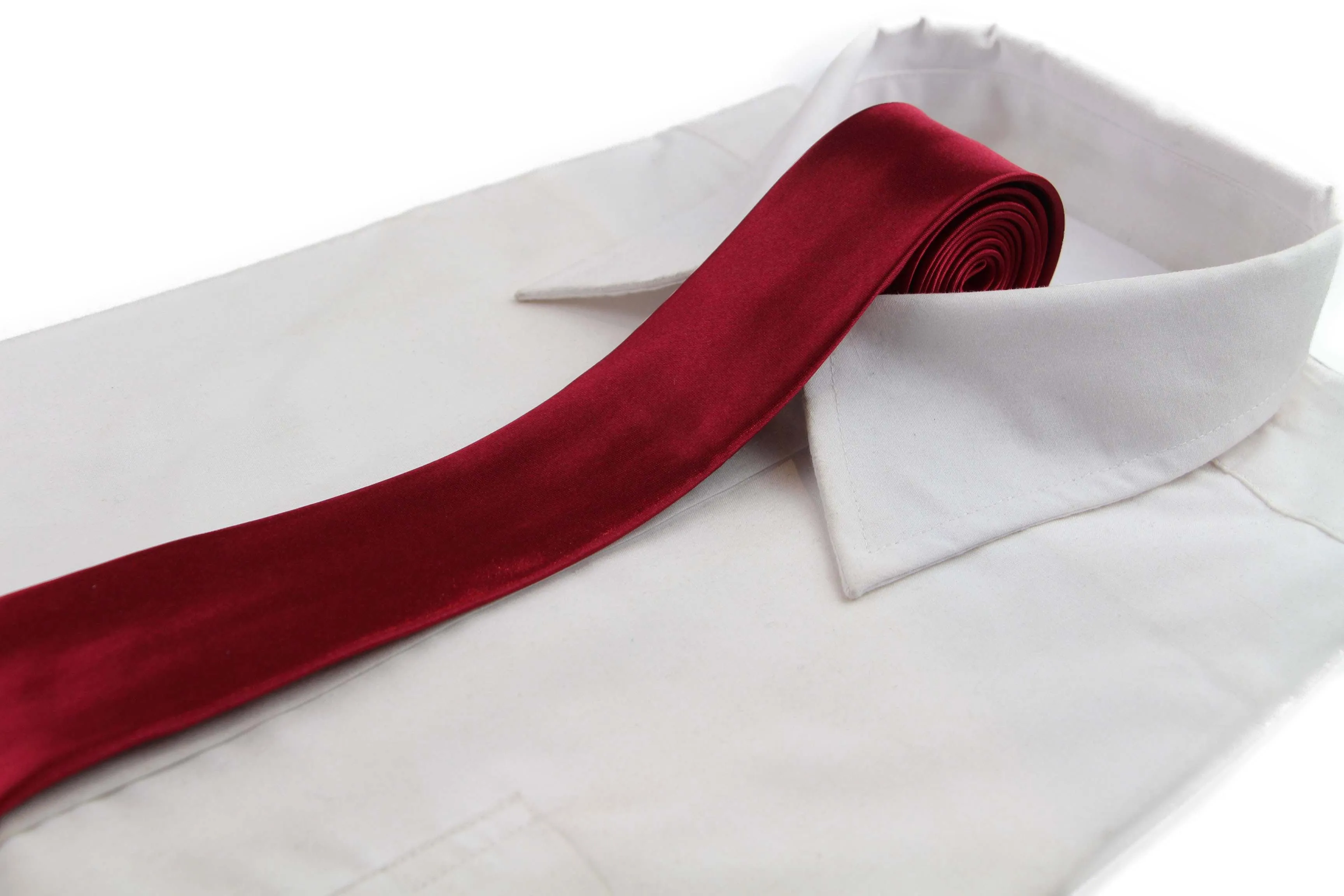 Mens Maroon 5cm Skinny  Plain Neck Tie