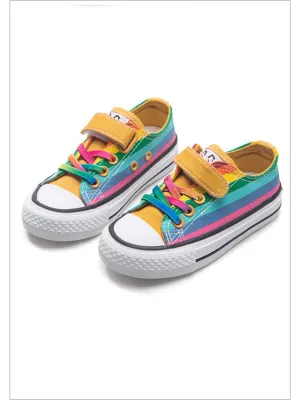 Multicolor Magic Rainbow Striped Sneakers by Liv and Mia