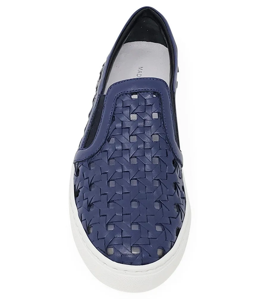 Navy Leather Woven Sneaker