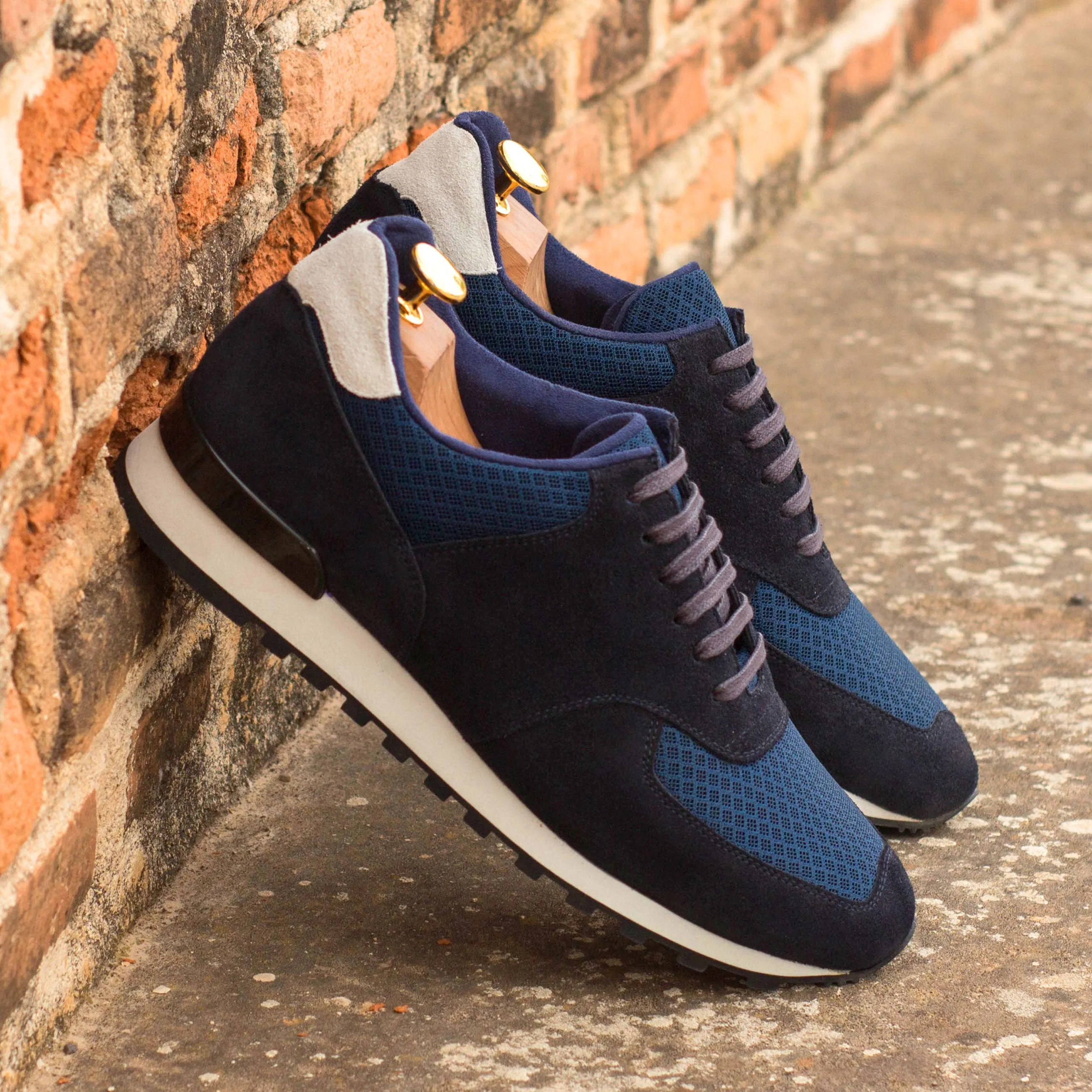 Navy Suede & Mesh Jogger Sneakers