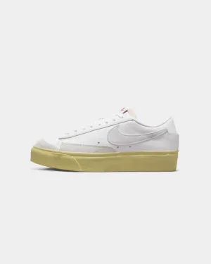 Nike Women's Blazer Low Platform Shoes White/White-Lemon