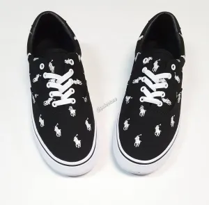 Nwt Polo Ralph Lauren Black Allover Pony Sneakers