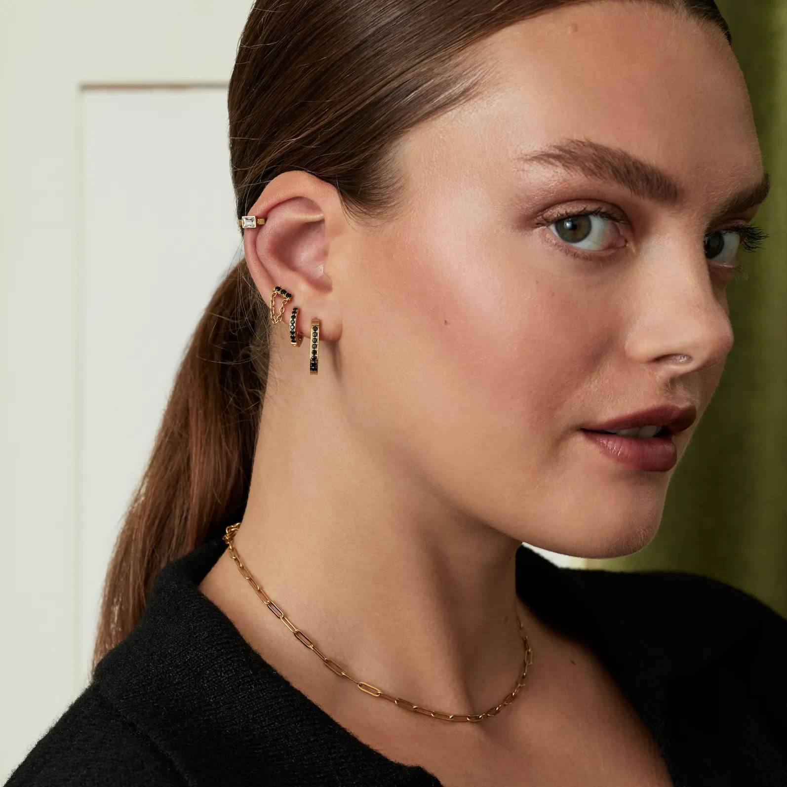 Onyx Date Night Hoop Earrings