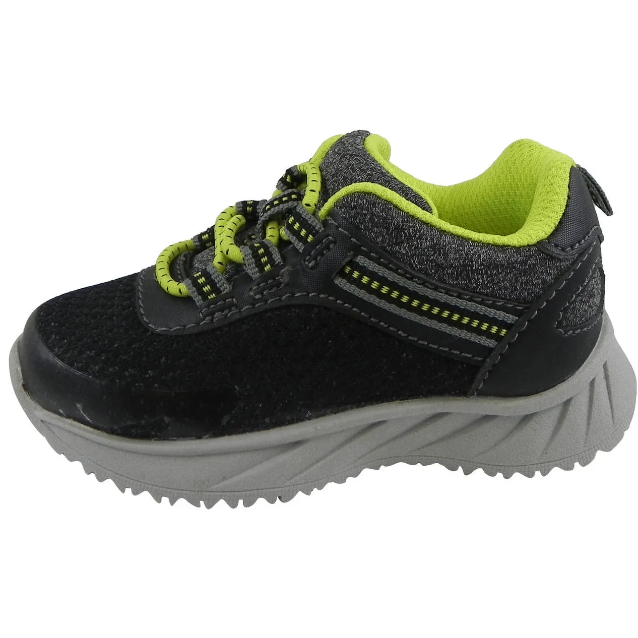 OshKosh Boy's Surge Mesh Stretch Lace Slip On Sneaker Black/Lime