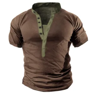 Outdoor Henley Button Men's T-Shirt