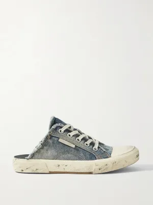 Paris distressed denim slip-on sneakers