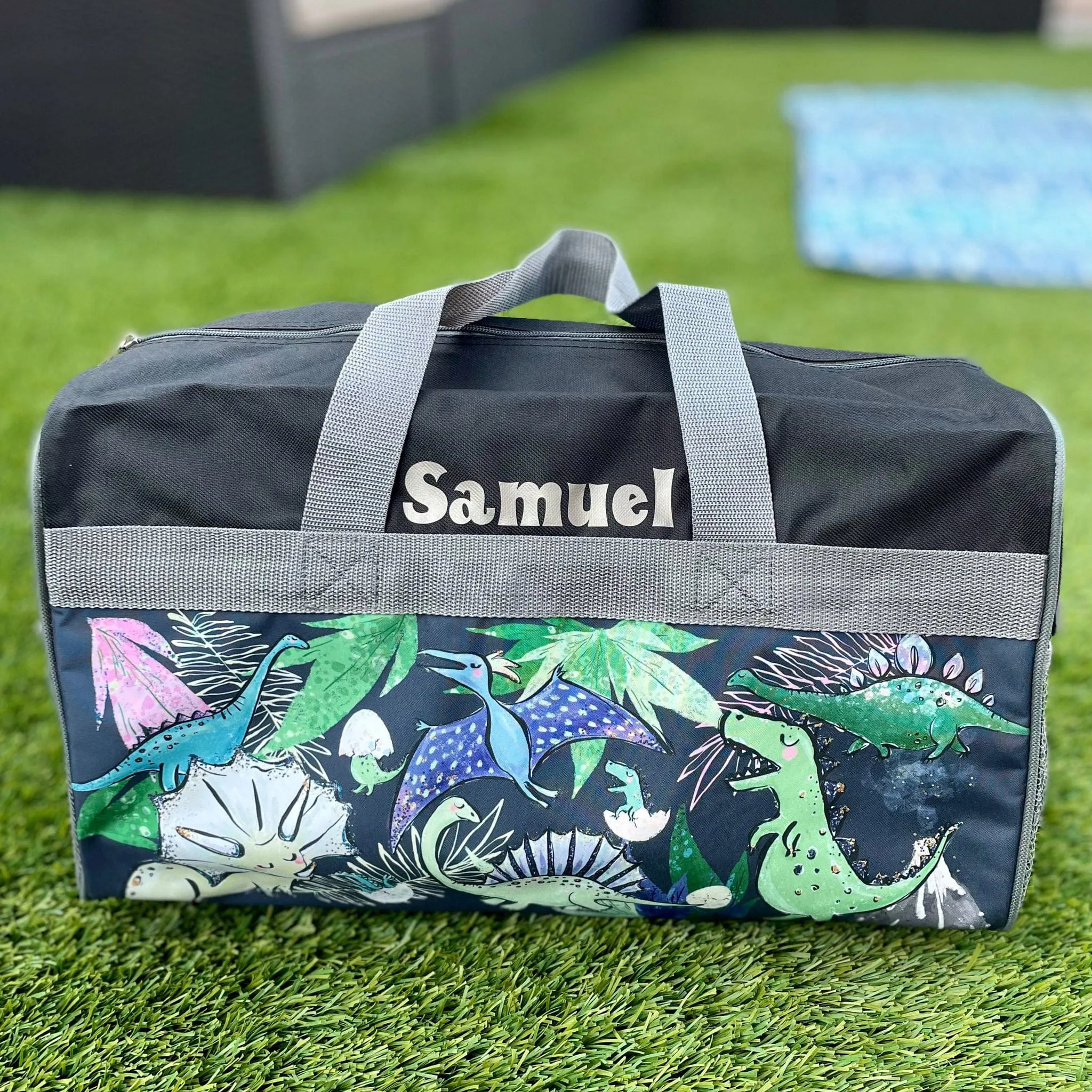 Personalized Kid's Travel Duffel Bag - Dino Pals