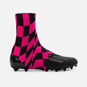 Pink Warped Checkered Spats / Cleat Covers