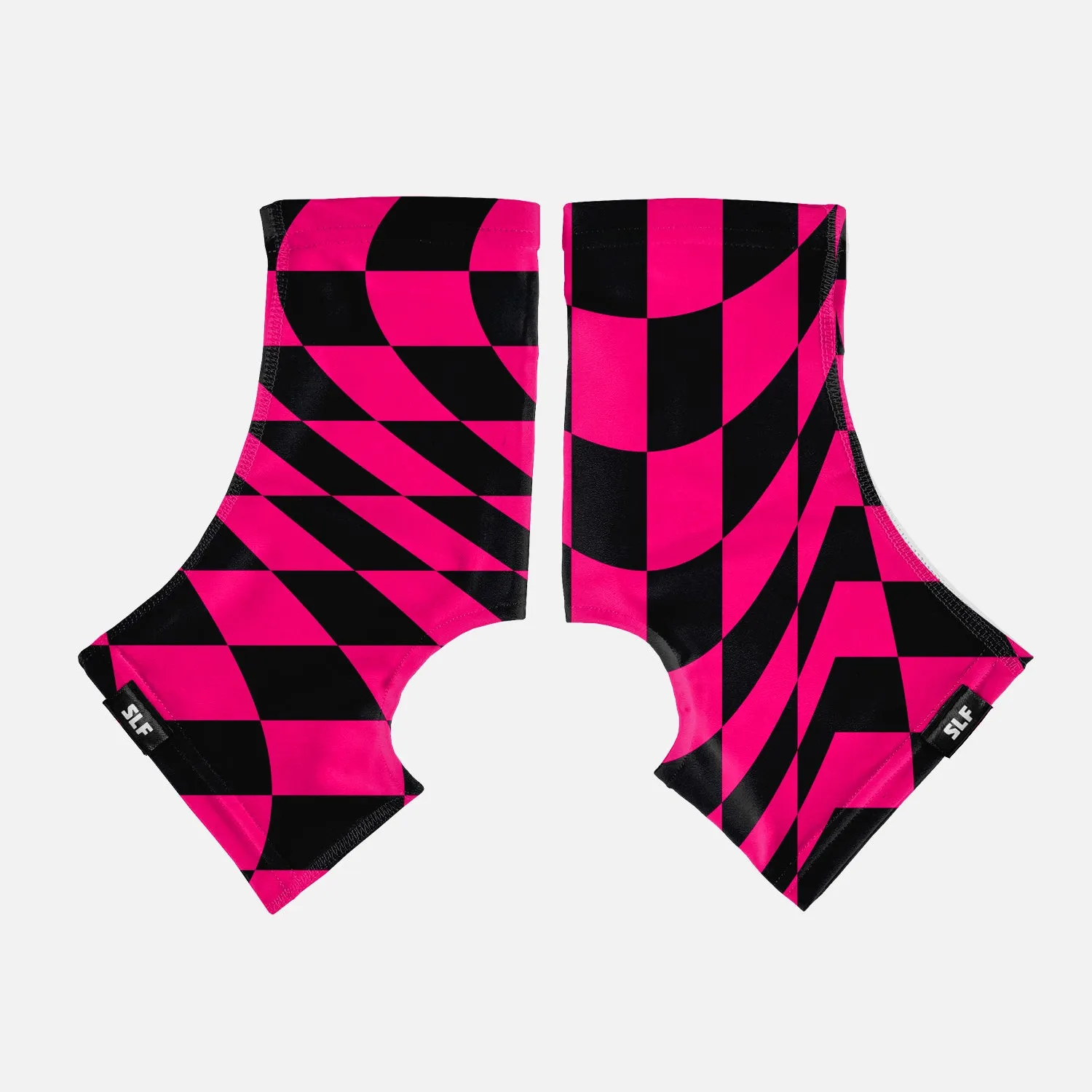 Pink Warped Checkered Spats / Cleat Covers