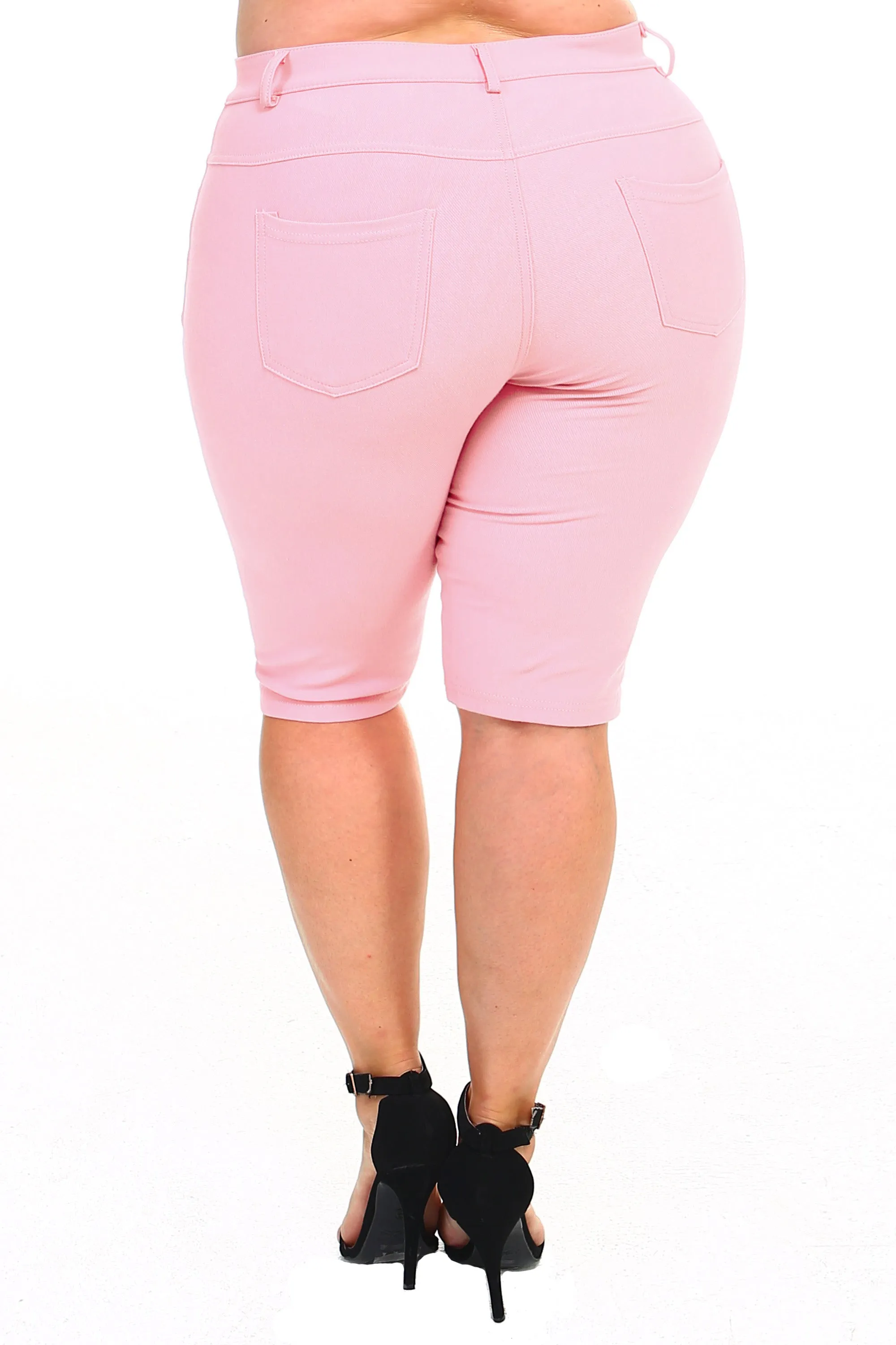 Plus Size High Rise Denim Jegging Bermuda Shorts