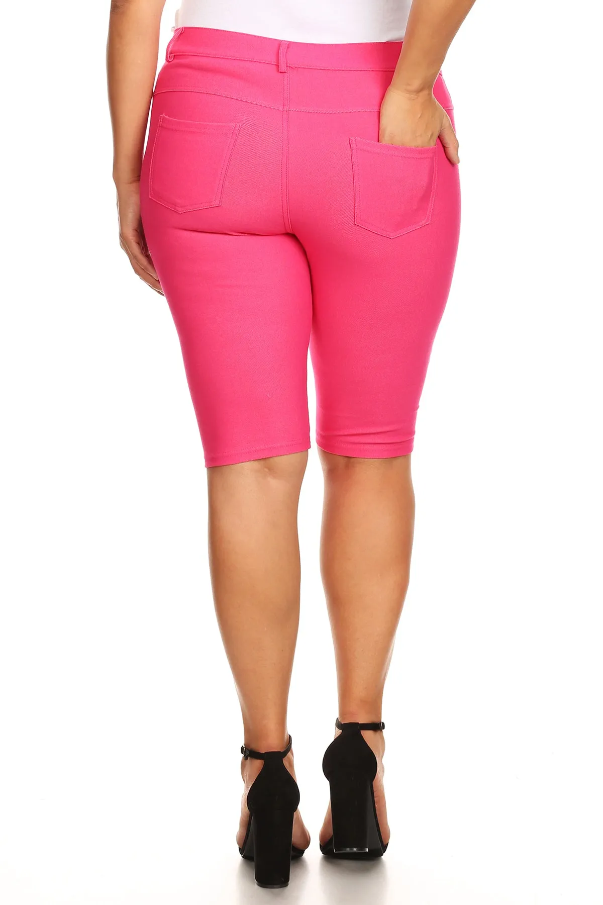 Plus Size High Rise Denim Jegging Bermuda Shorts