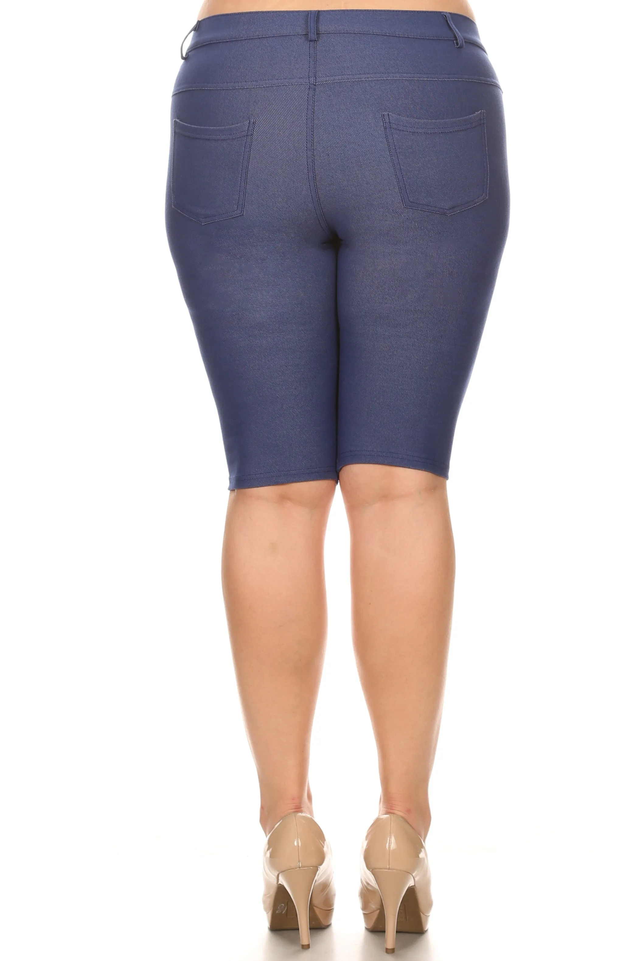 Plus Size High Rise Denim Jegging Bermuda Shorts