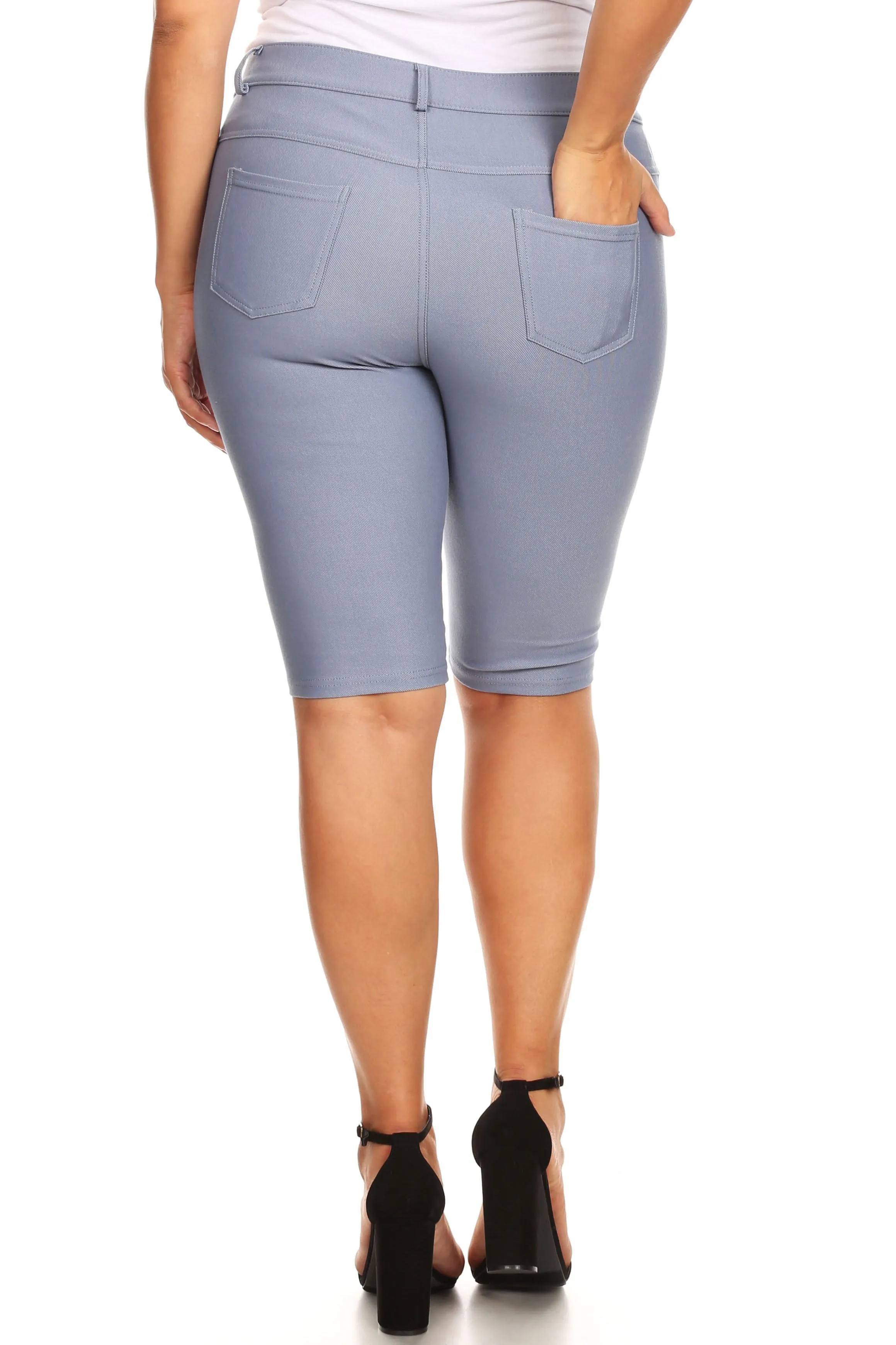 Plus Size High Rise Denim Jegging Bermuda Shorts