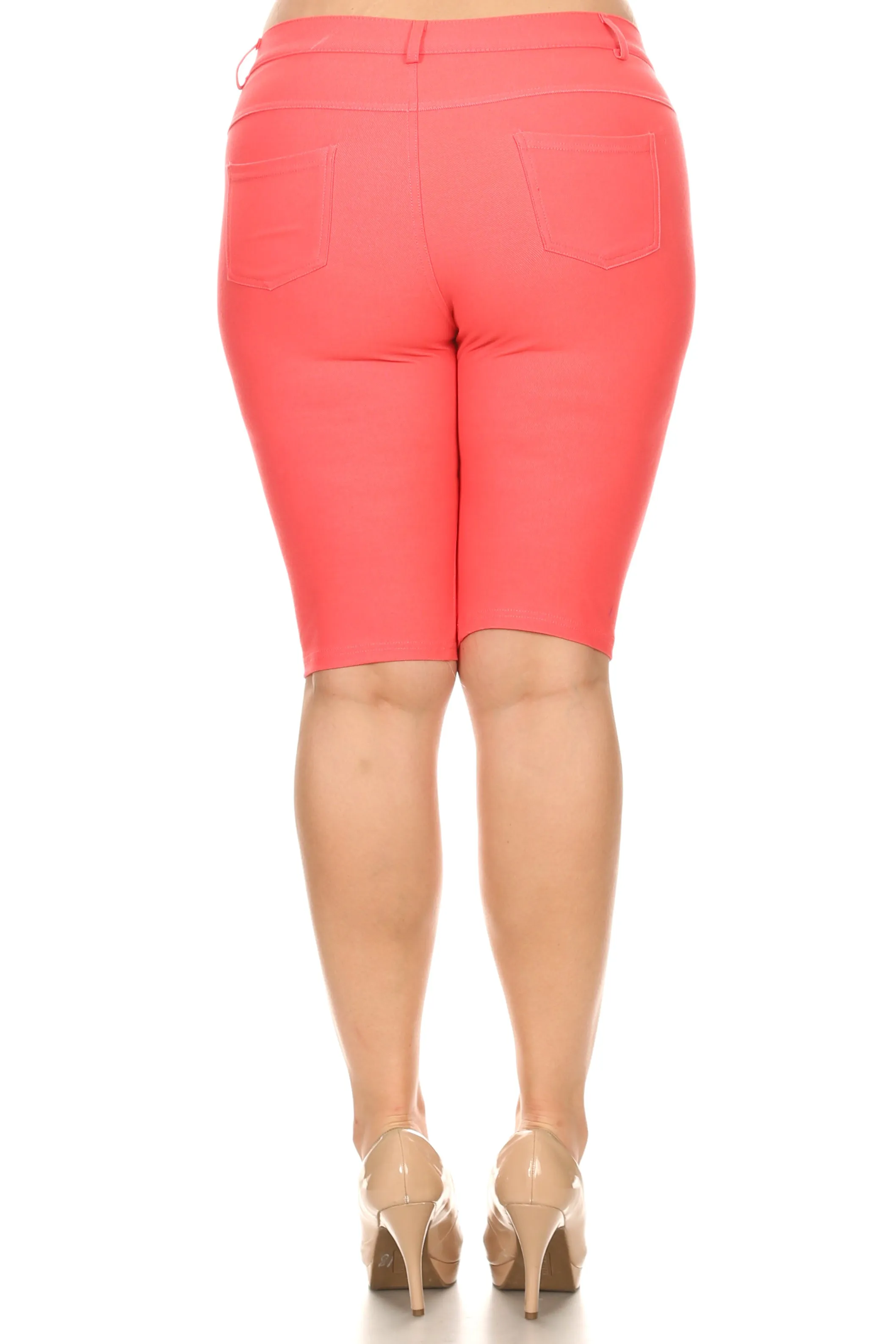 Plus Size High Rise Denim Jegging Bermuda Shorts