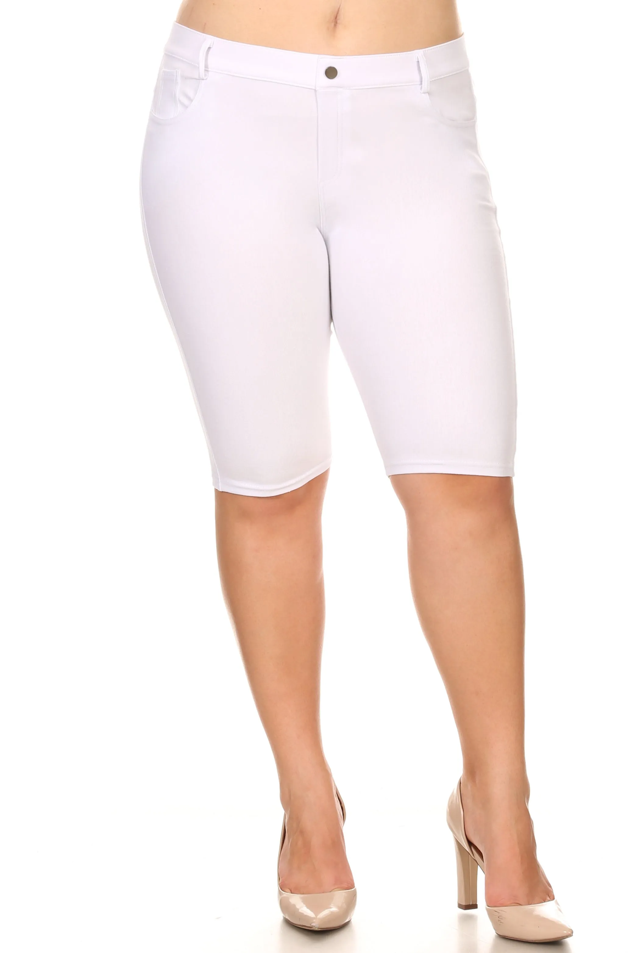 Plus Size High Rise Denim Jegging Bermuda Shorts