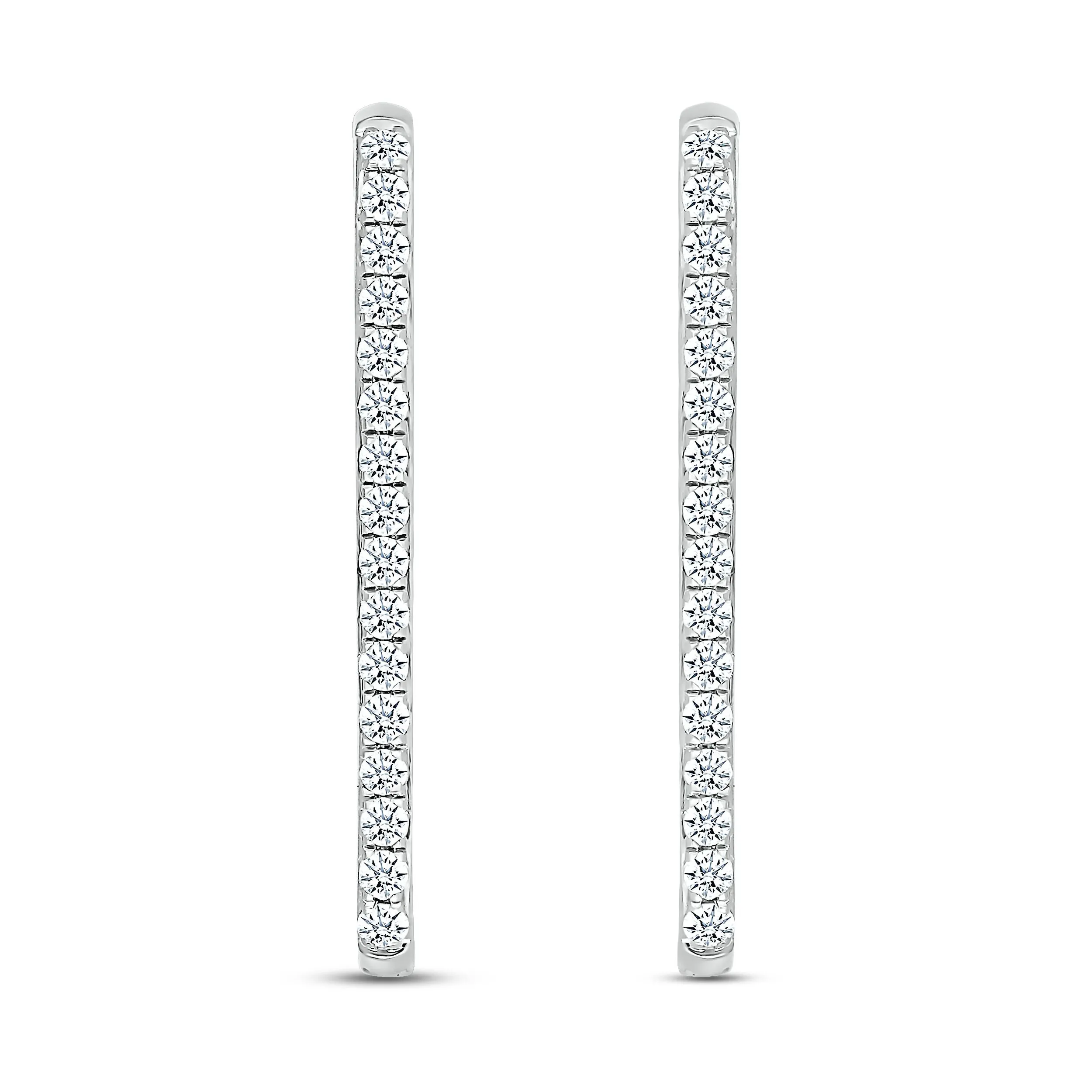 Pre-Owned Kay 10k White Gold 1/2ct Round Diamond Pave Hoops