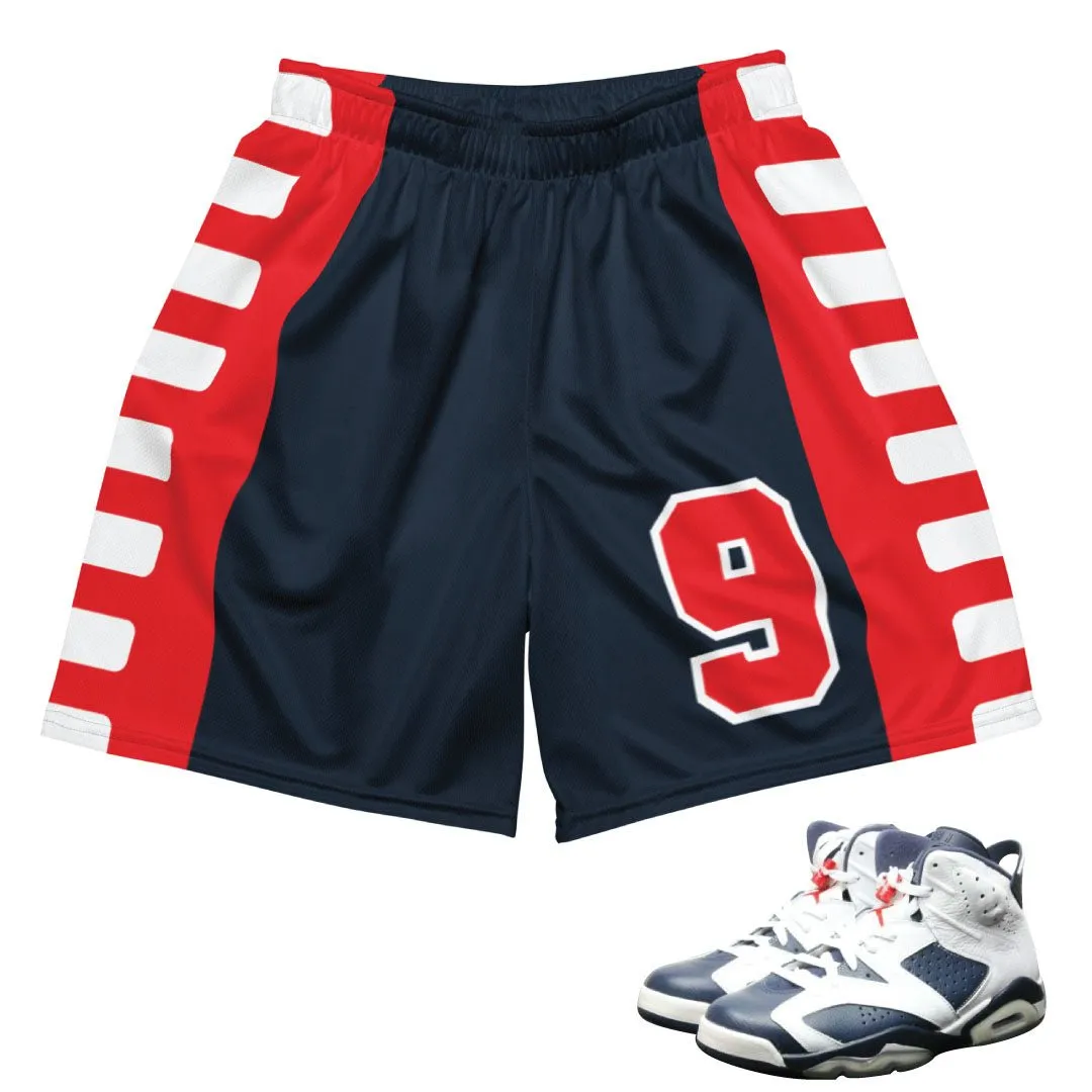 Retro 6 Olympic Dream Team #9 Classic Mesh Shorts