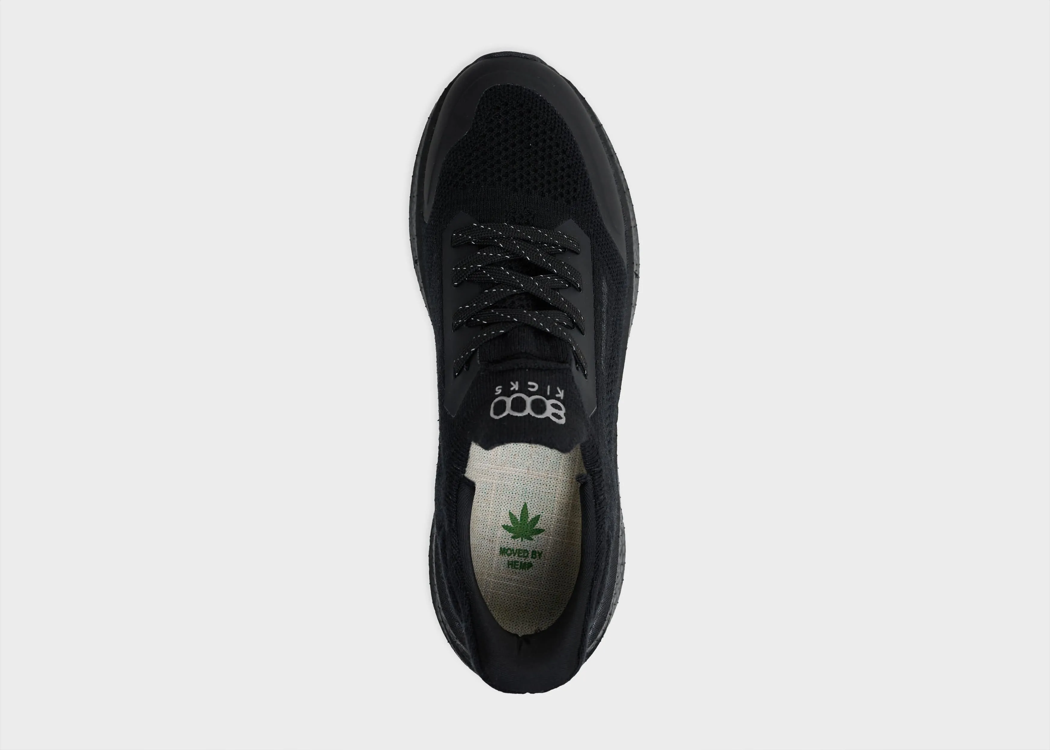 Runners Men's Hemp Leather Trainers | Full Black