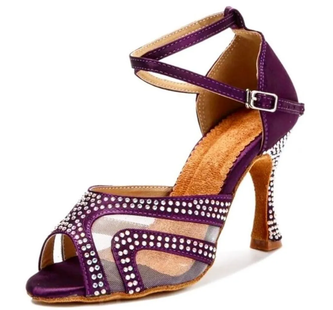 Salsa Heels Rhinestone Latin Dance Sandals