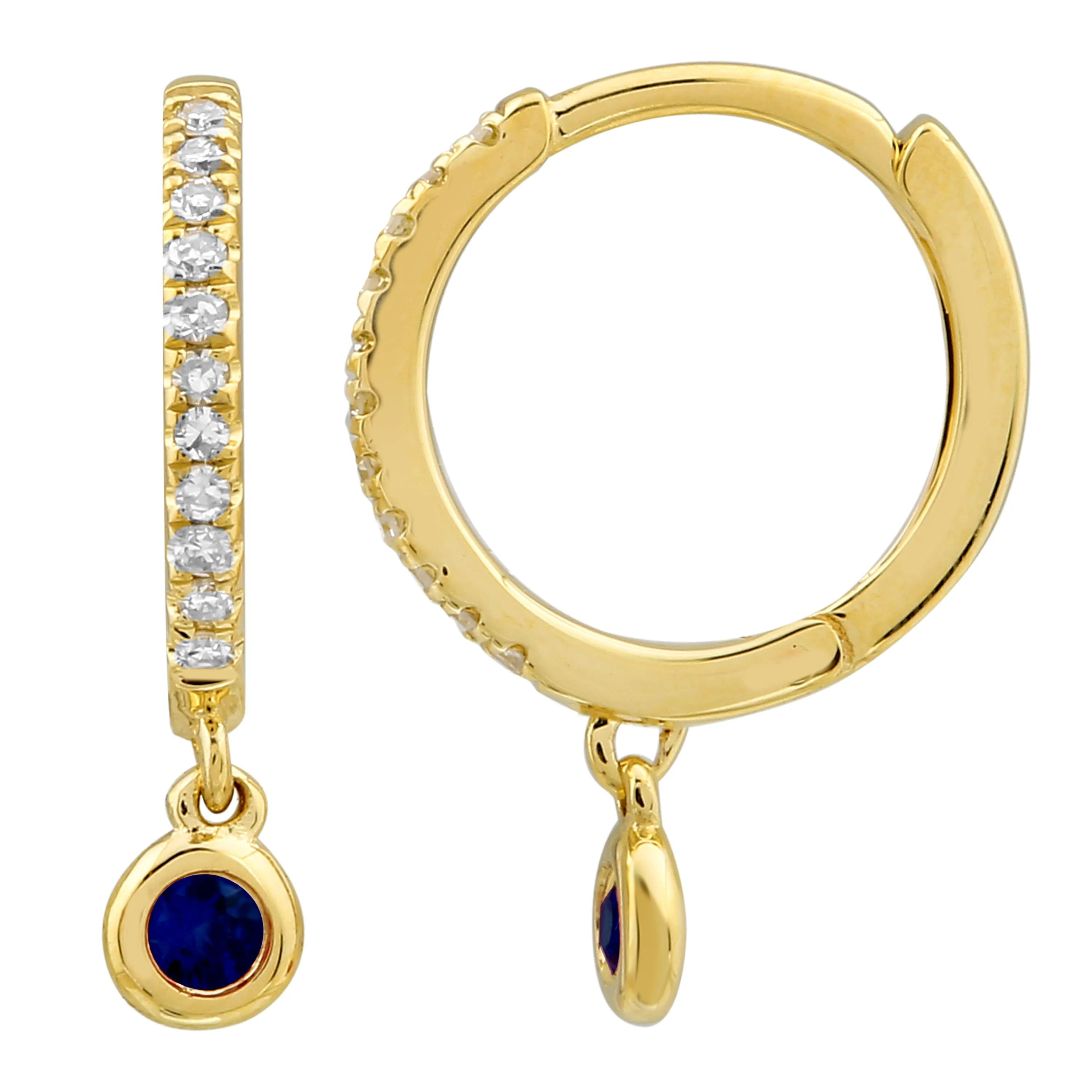 Sapphire Beaded Dangle Hoops