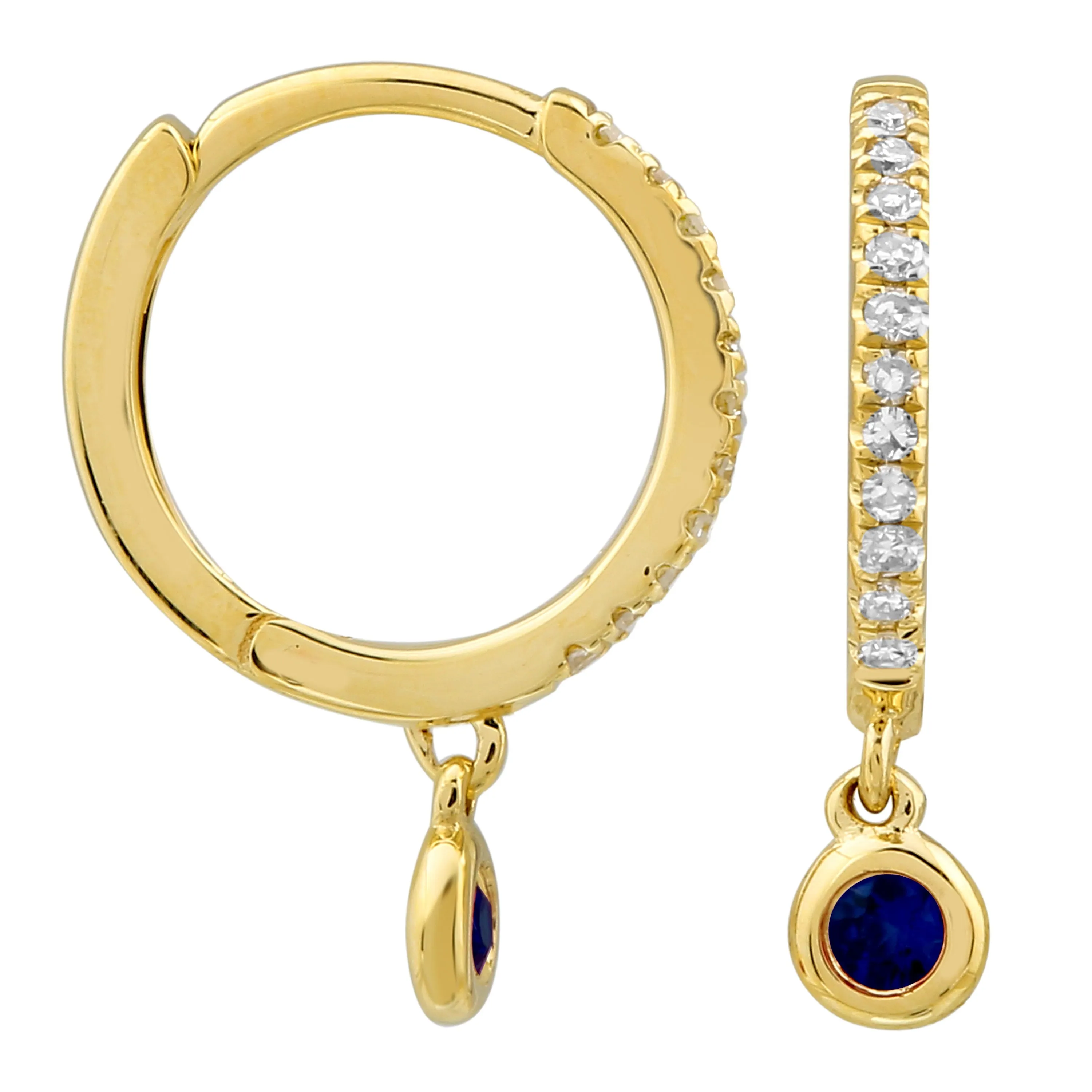 Sapphire Beaded Dangle Hoops