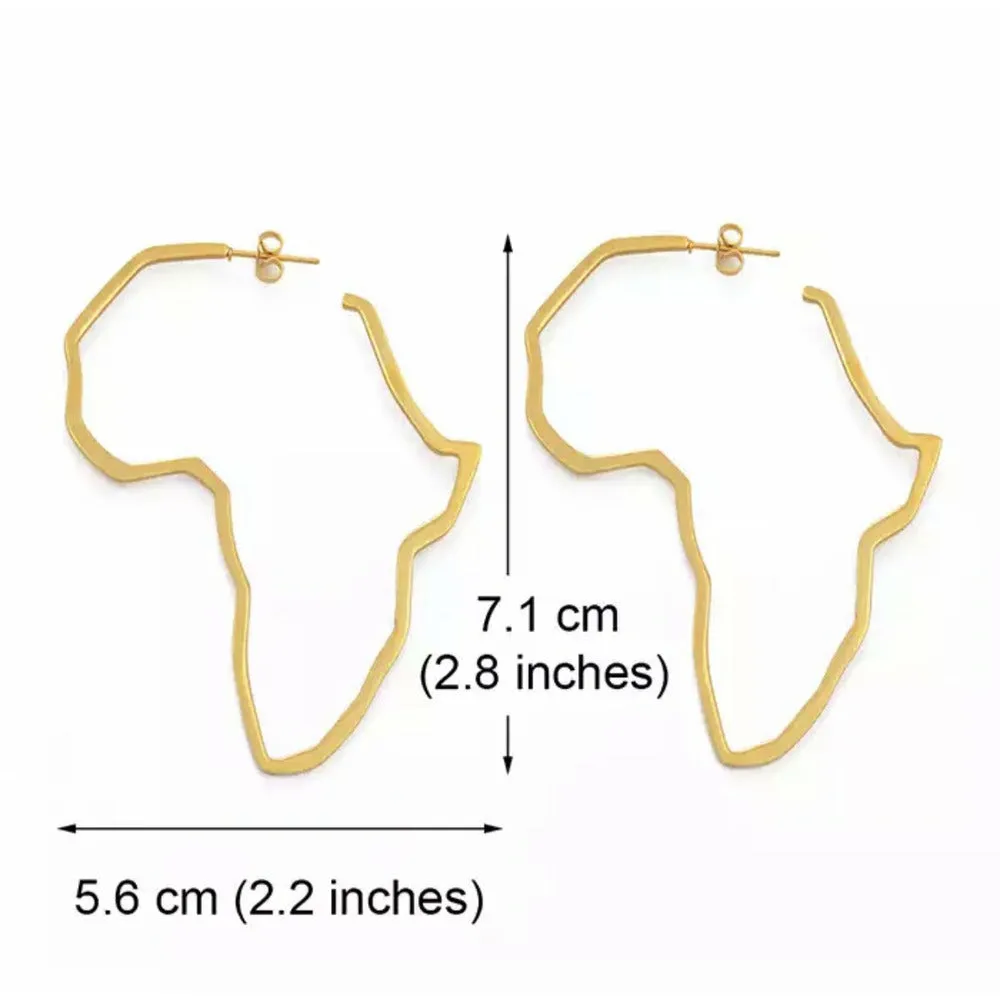 Sarafina Africa Continent Shaped Hoops Large - Stainless Steel