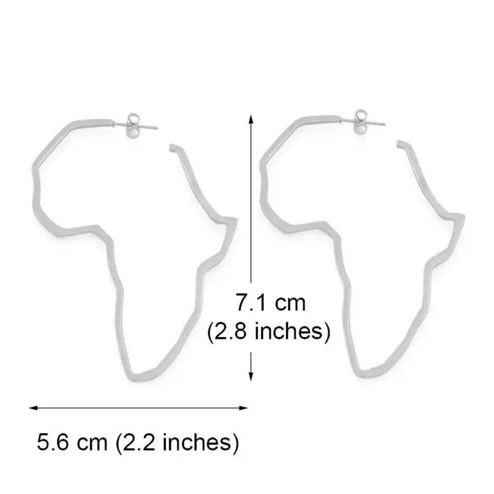 Sarafina Africa Continent Shaped Hoops Large - Stainless Steel