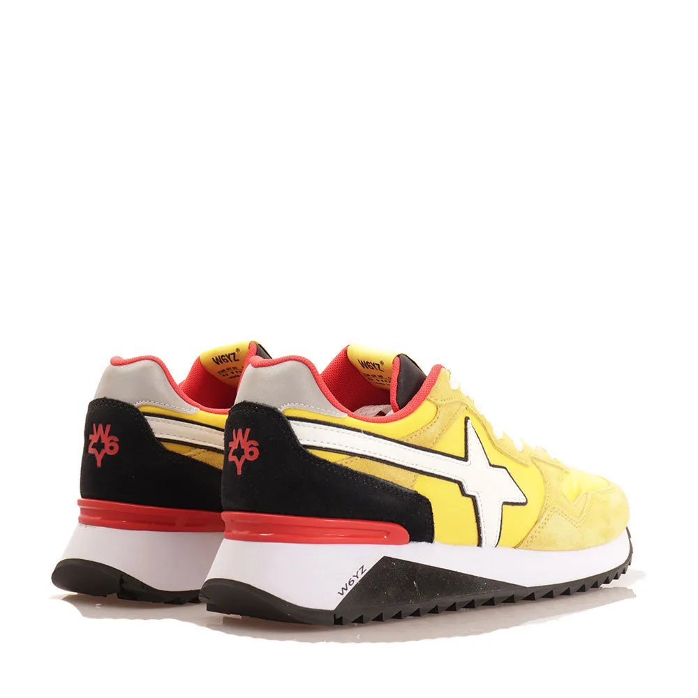 Scarpe Uomo W6YZ Sneakers Yak-M. in Tessuto Tecnico e Suede colore Yellow Black e White