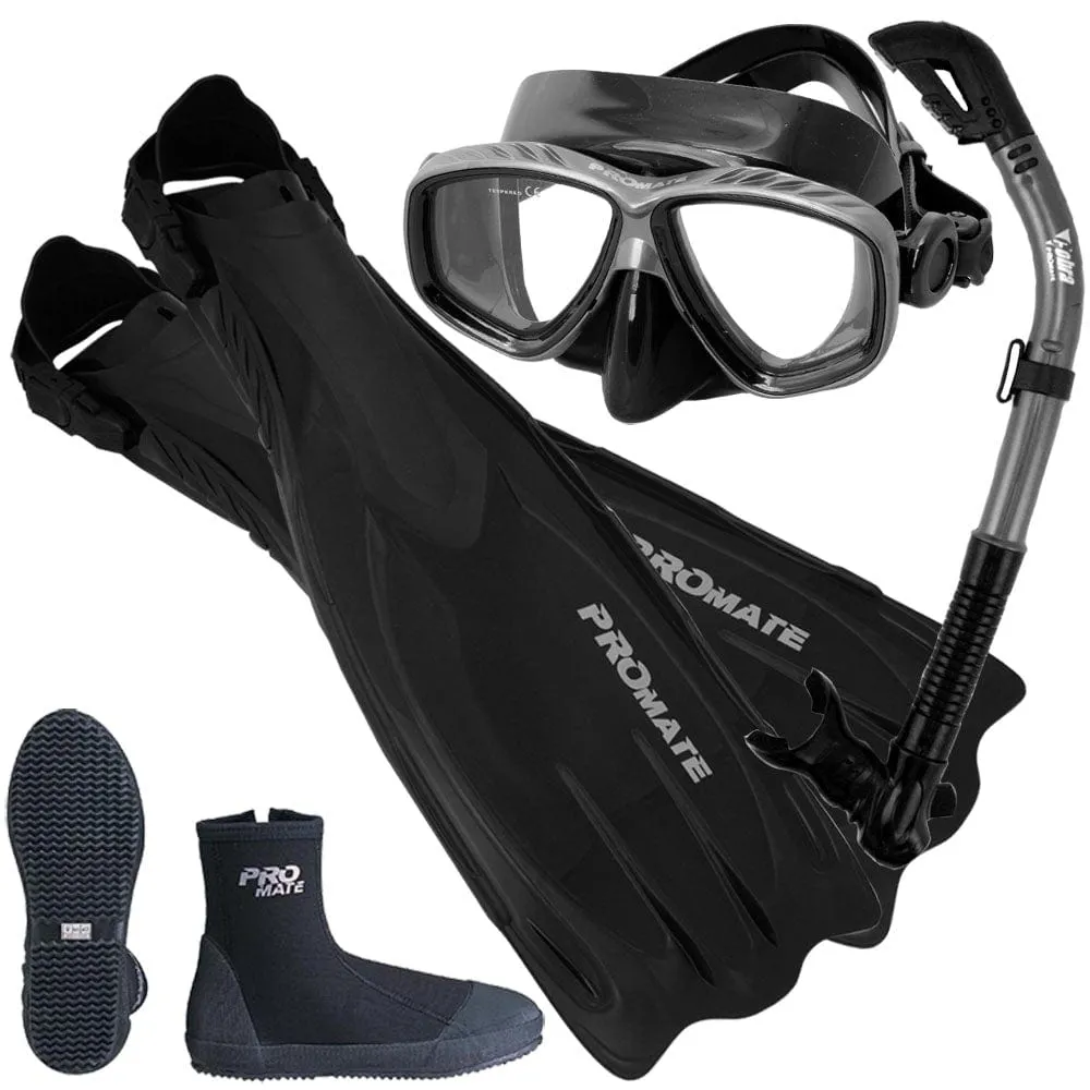 Scuba Dive Fins Boots Dry Snorkel Mask Gear Set - SCS0063