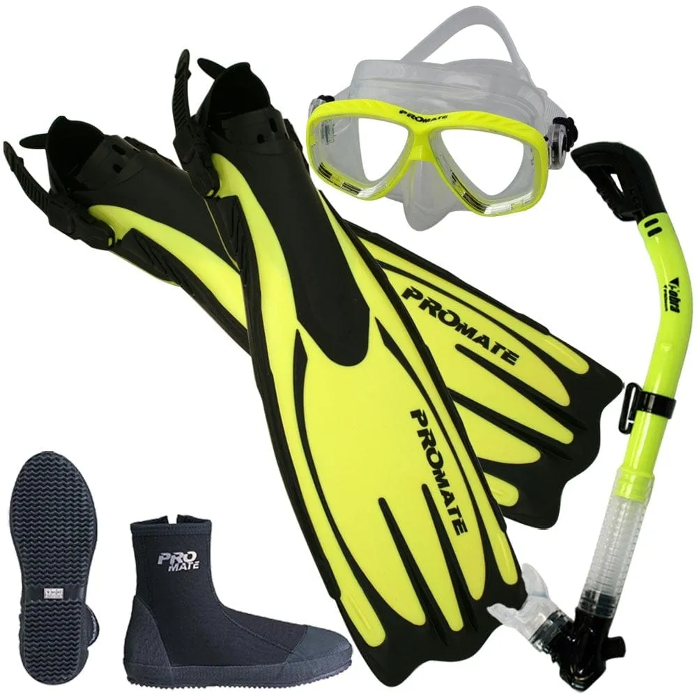 Scuba Dive Fins Boots Dry Snorkel Mask Gear Set - SCS0063