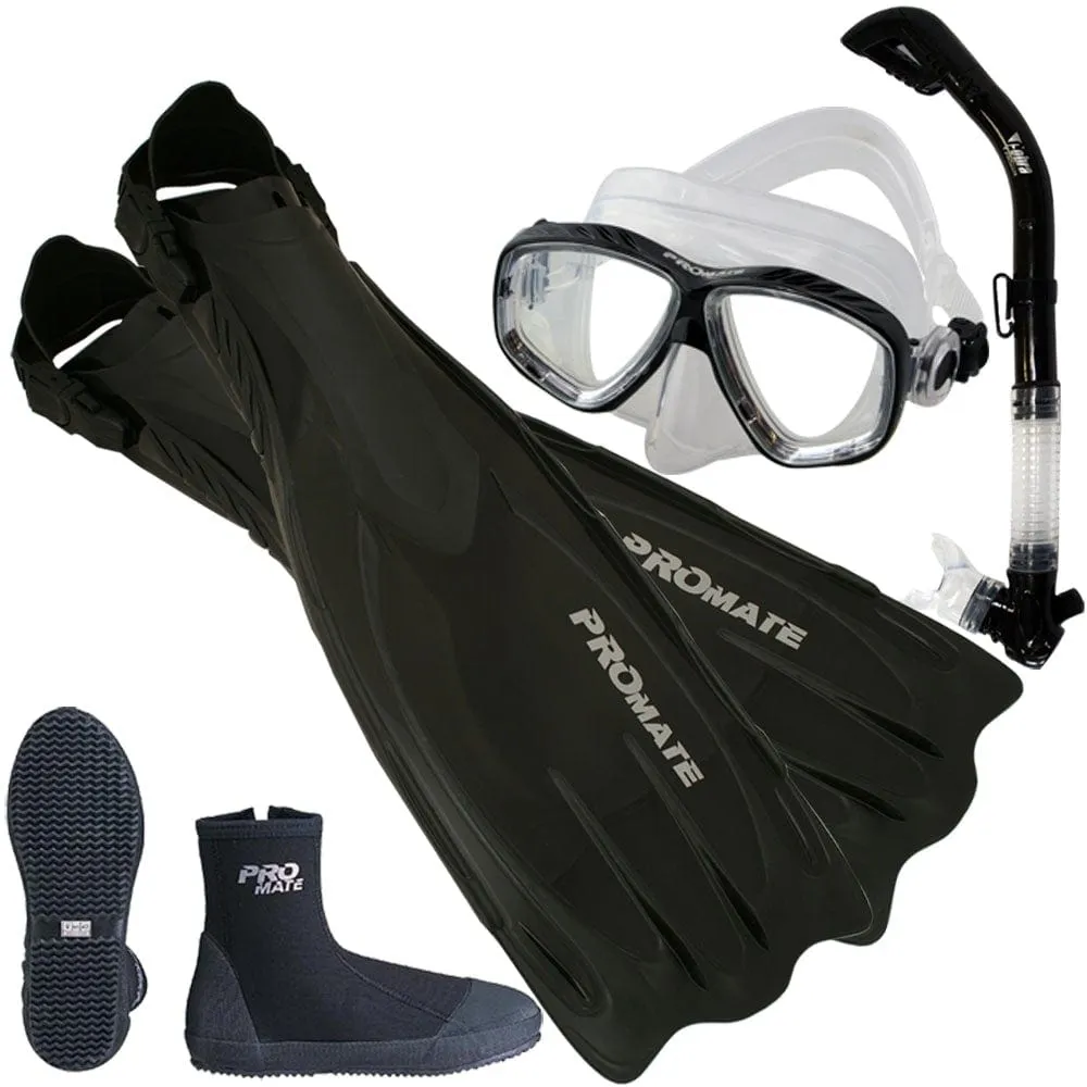 Scuba Dive Fins Boots Dry Snorkel Mask Gear Set - SCS0063