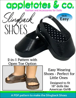 Slingback Shoes Sewing Pattern for 18 Inch Dolls