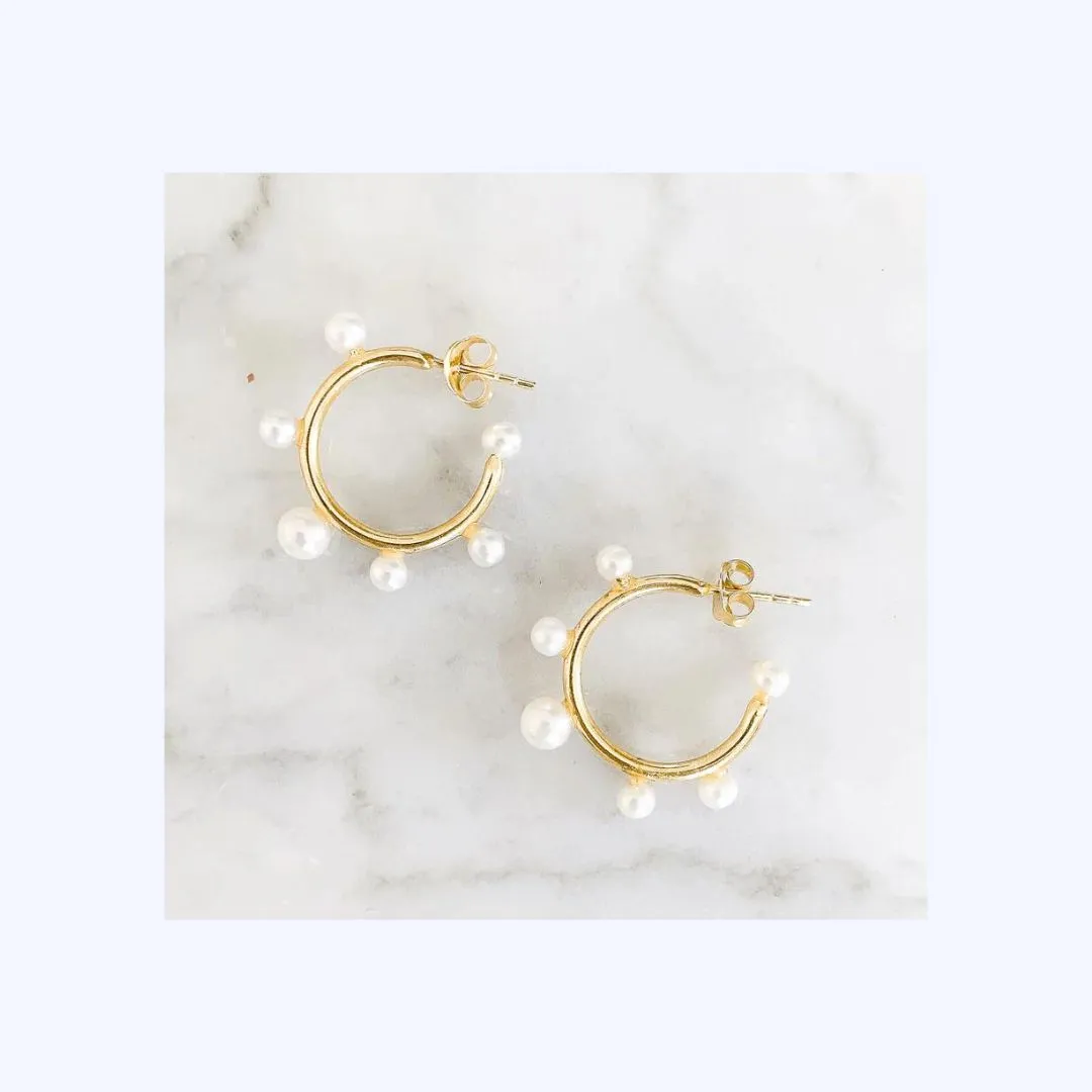 Small Pearl Hoops