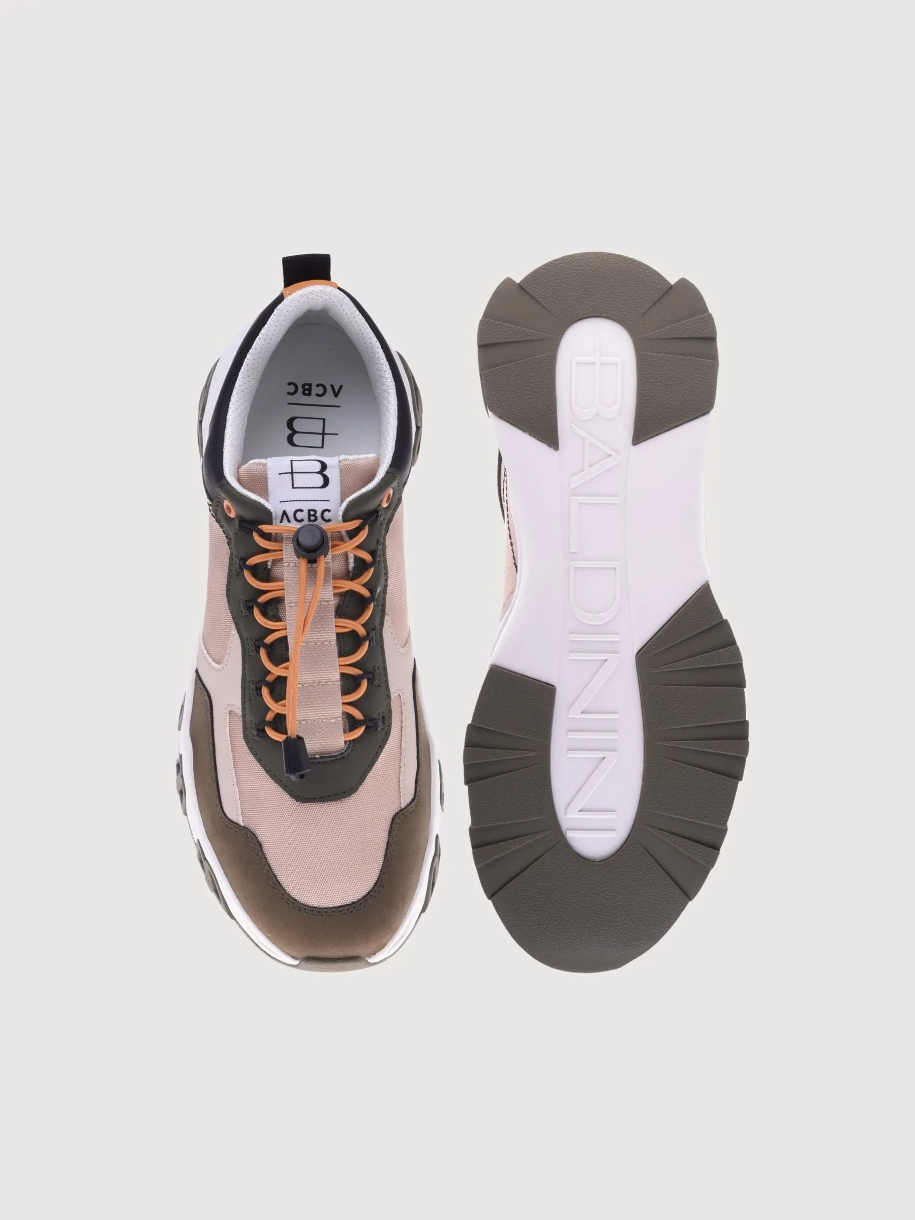 Sneakers green and beige in eco-leather Man | ACBC X Baldinini