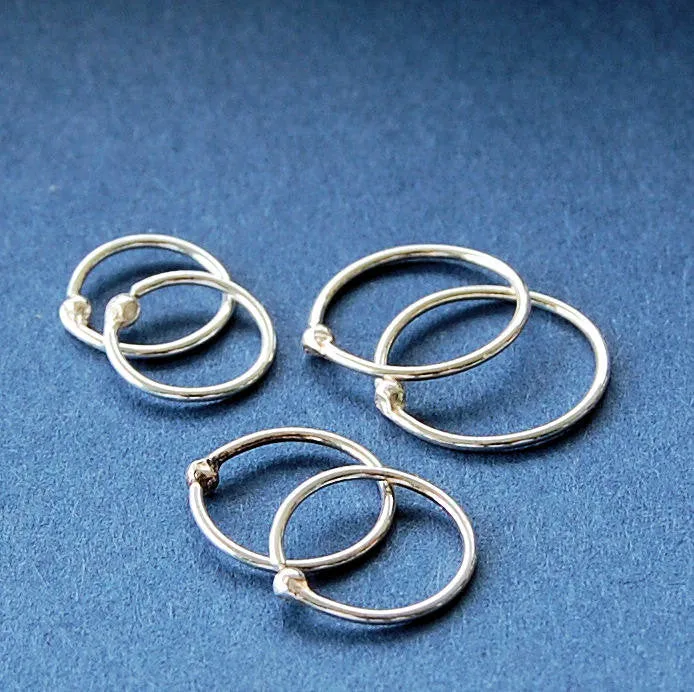 Sterling Silver Graduated Hoop Set