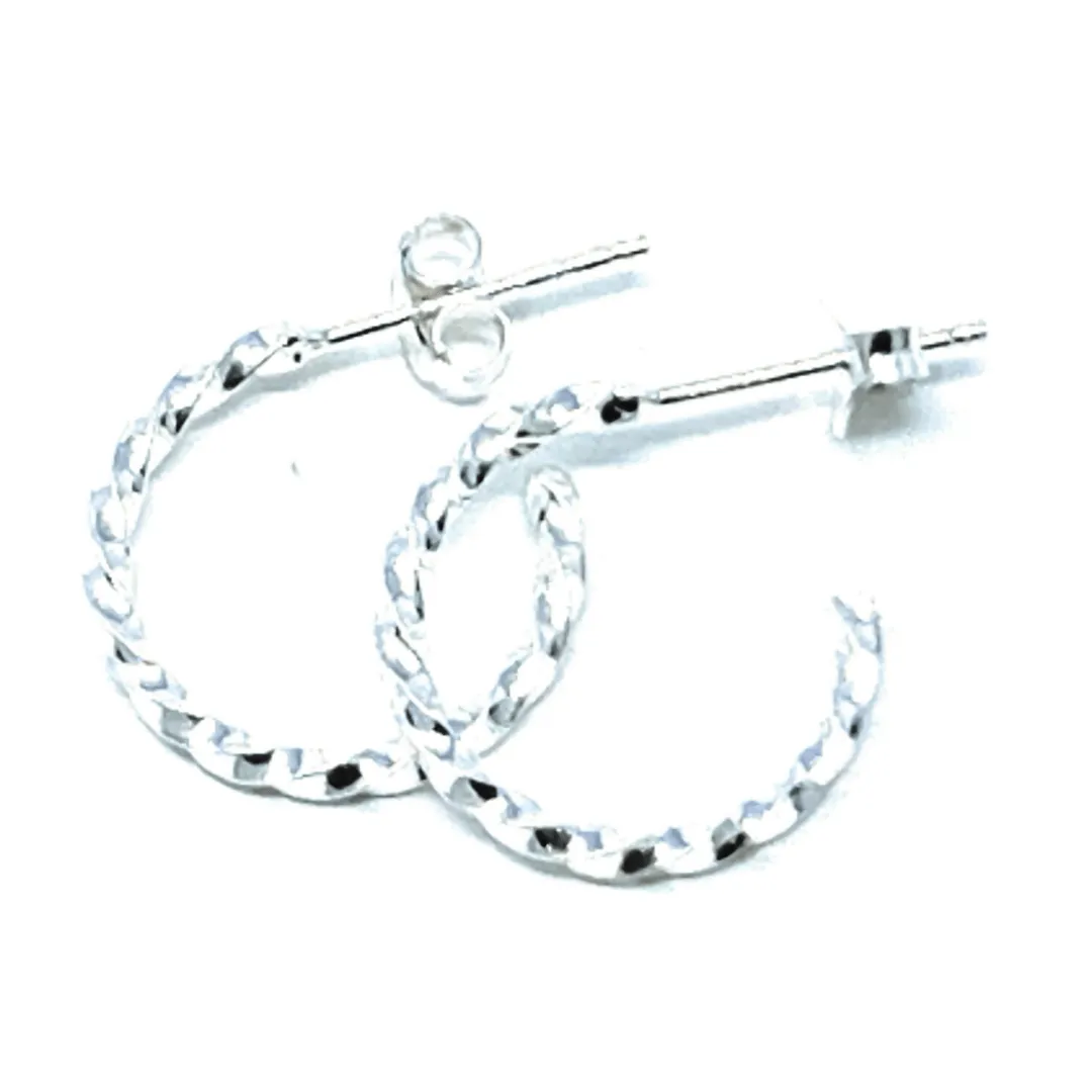 Sterling Silver Twisted Hoop Earrings