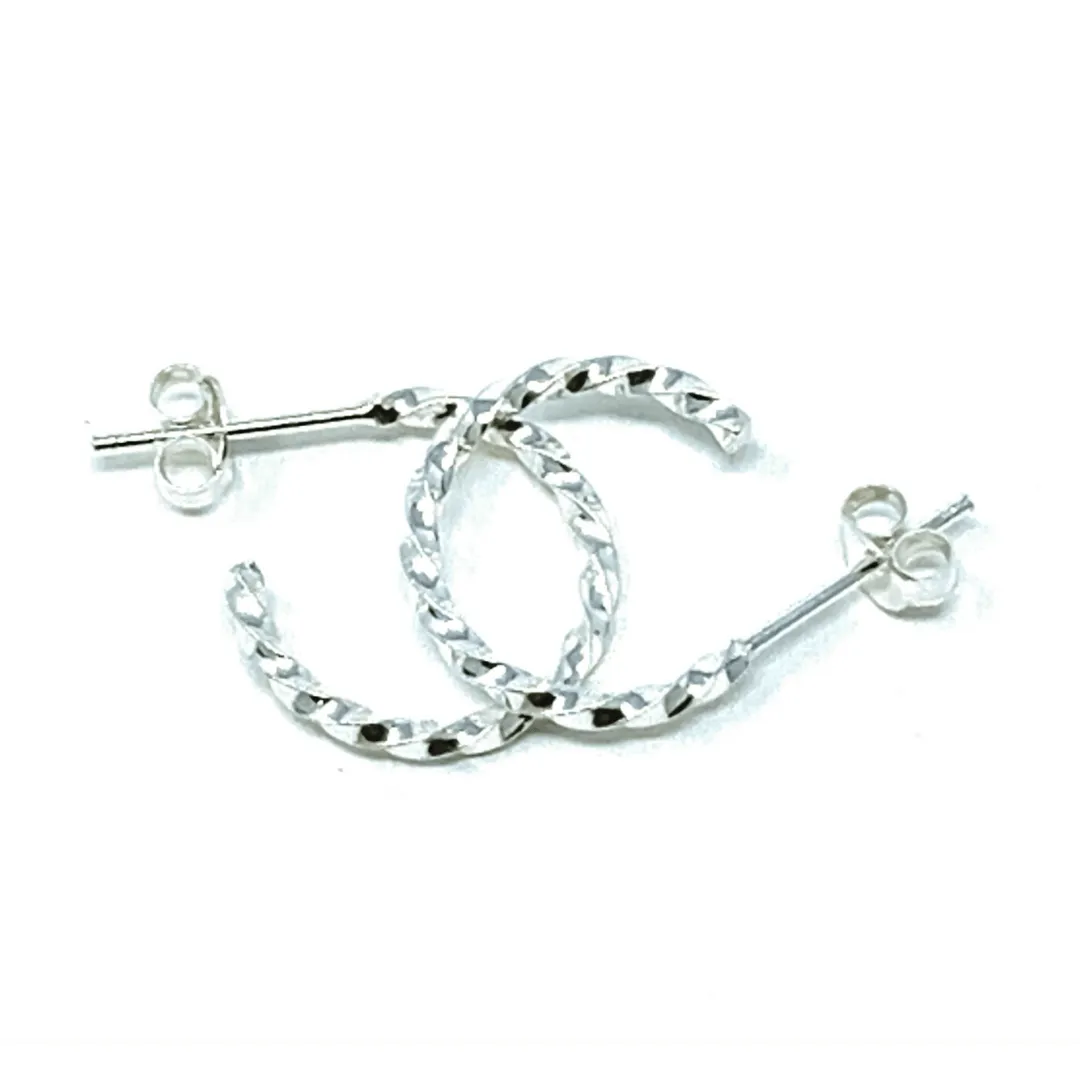 Sterling Silver Twisted Hoop Earrings