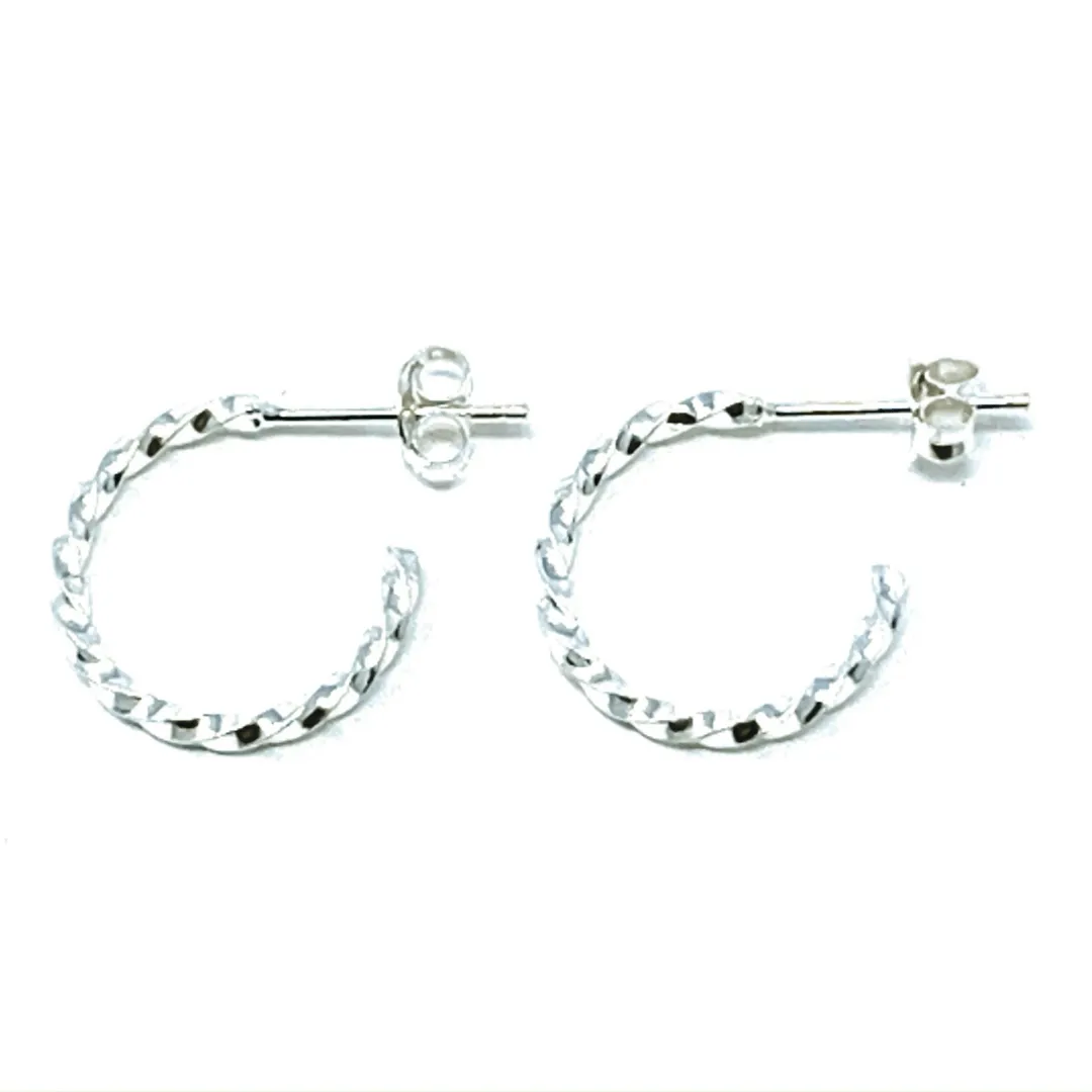 Sterling Silver Twisted Hoop Earrings