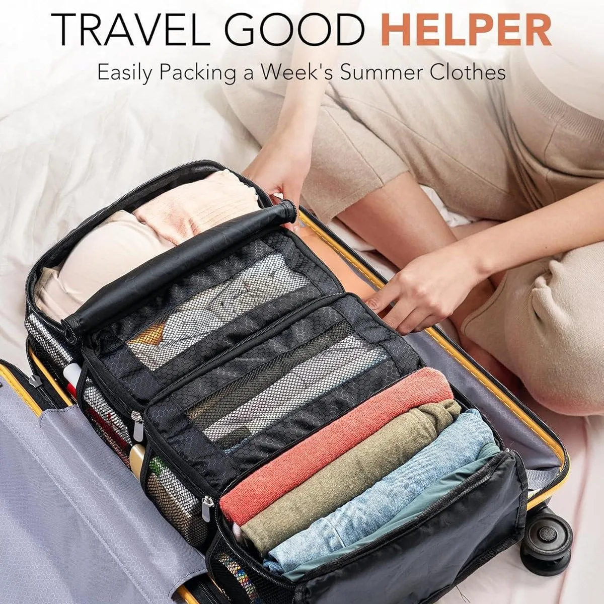 Suitcase Organizer, Travel Luggage Organizer Hanging Shelves Packing Cube