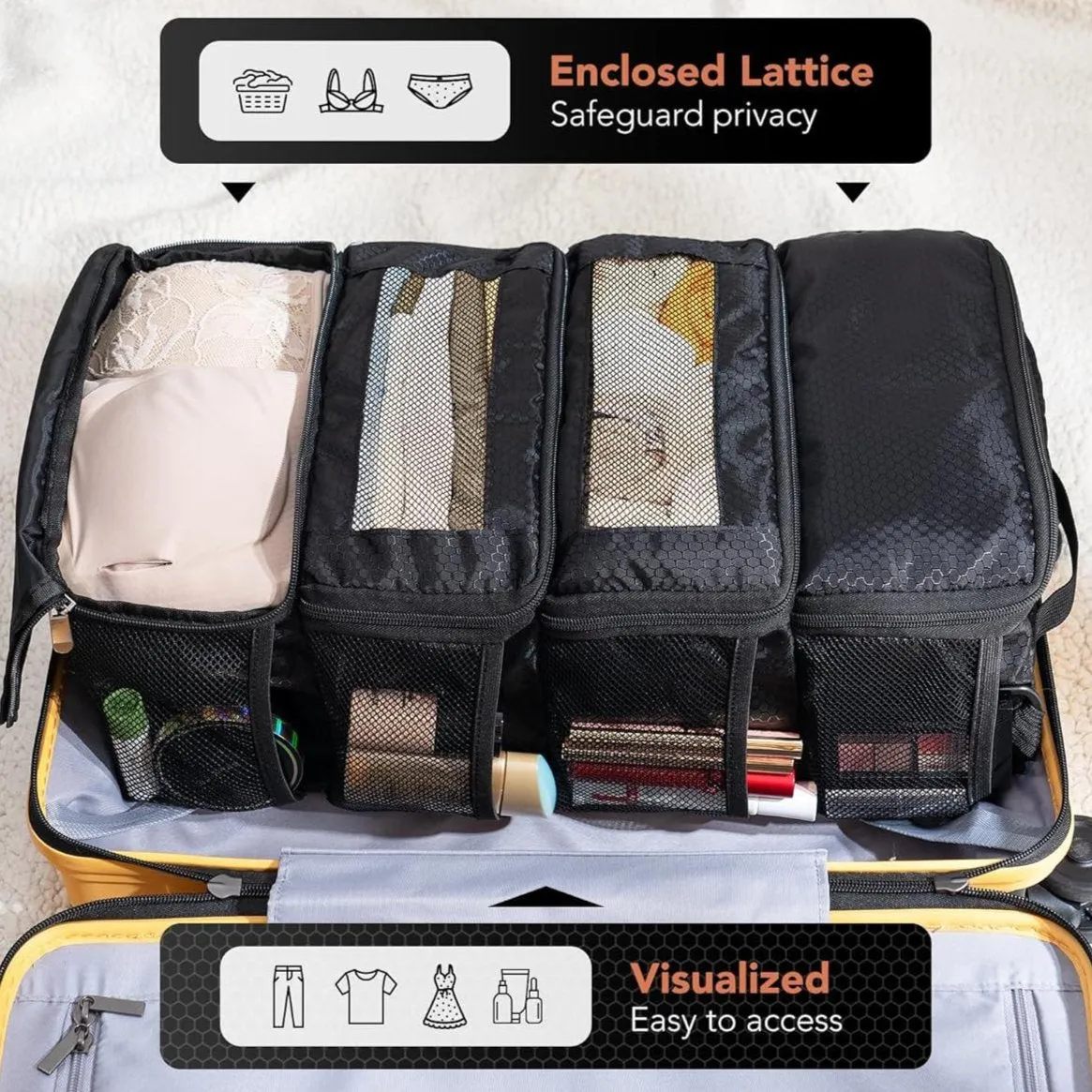 Suitcase Organizer, Travel Luggage Organizer Hanging Shelves Packing Cube