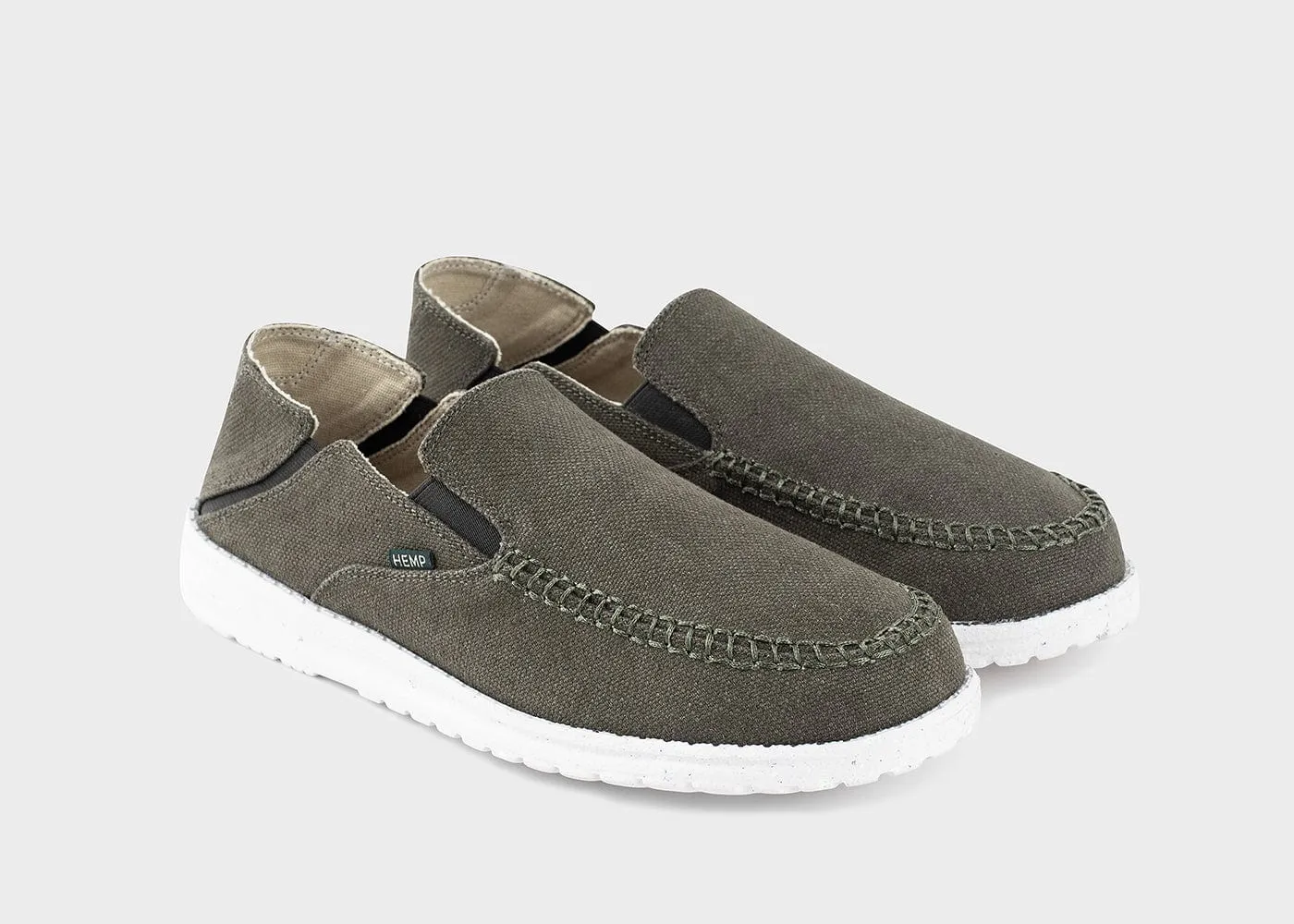 SunSlide Men's Hemp Slip-On Sneakers | Dark Green