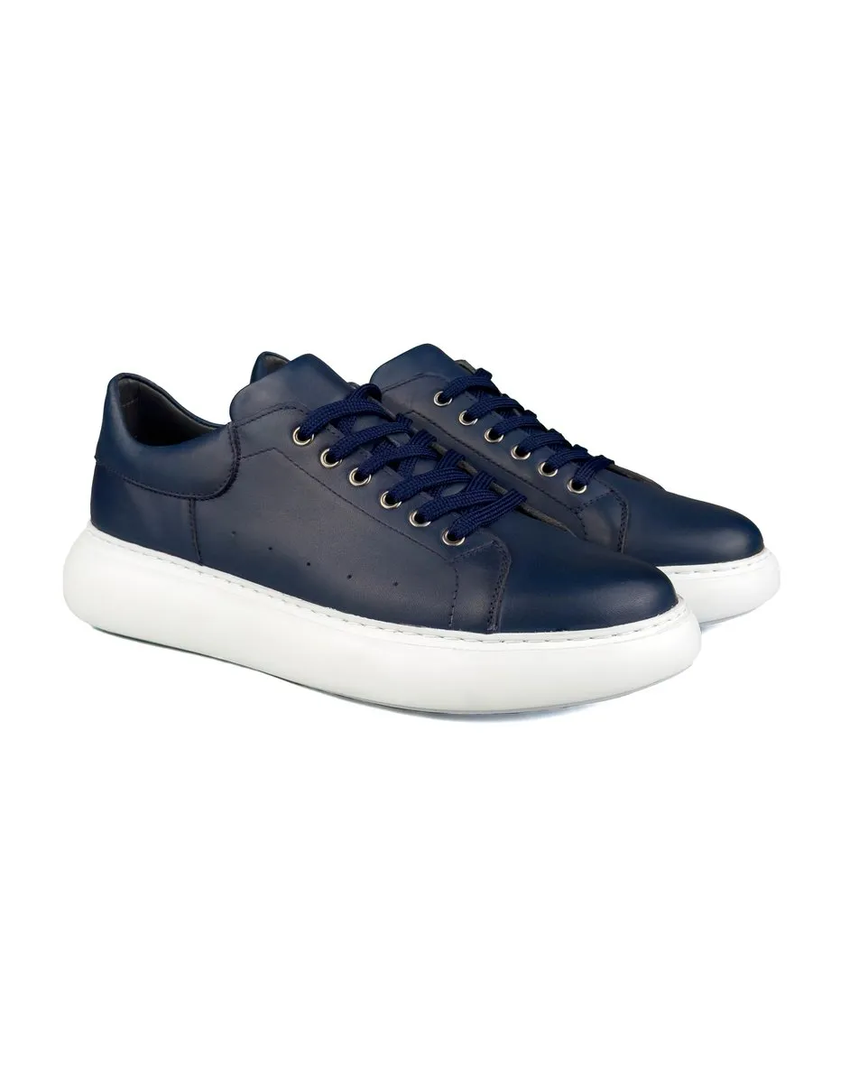 T-Strada Navy Blue Genuine Leather Men's Sports (Sneaker) Shoes