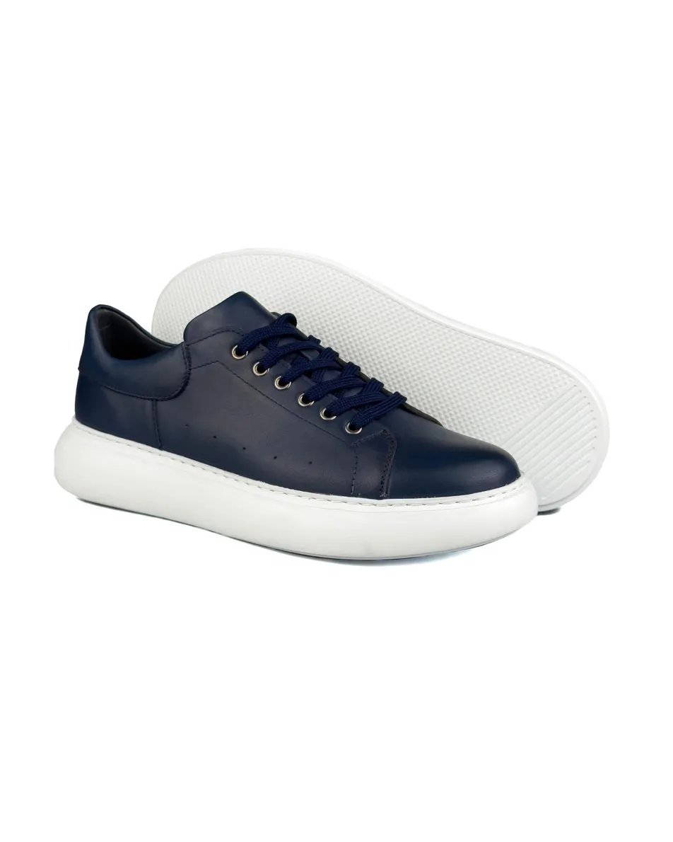 T-Strada Navy Blue Genuine Leather Men's Sports (Sneaker) Shoes